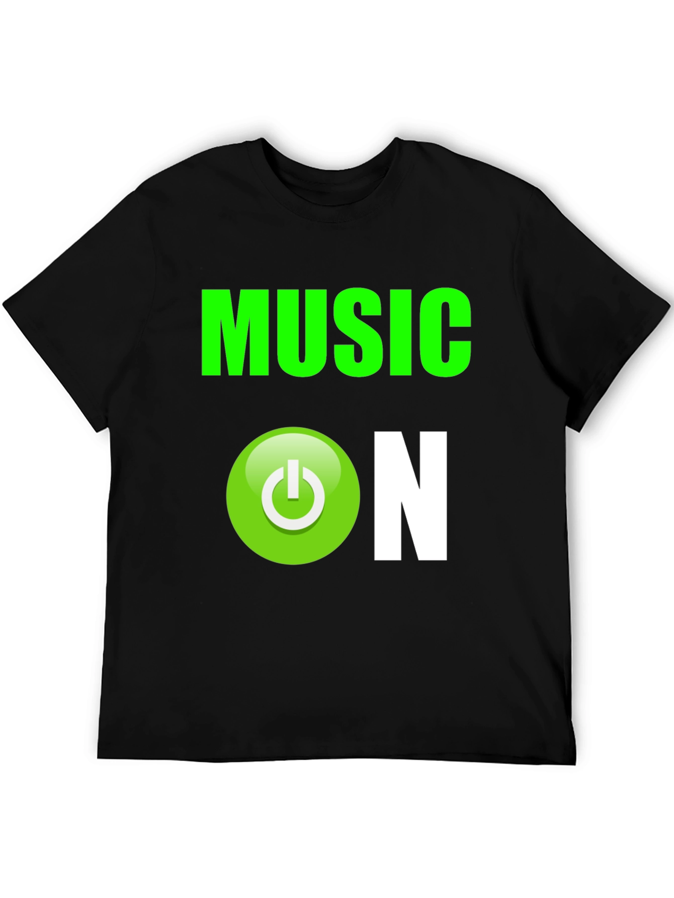 Music On Graphic T-Shirt - Black Cotton Blend