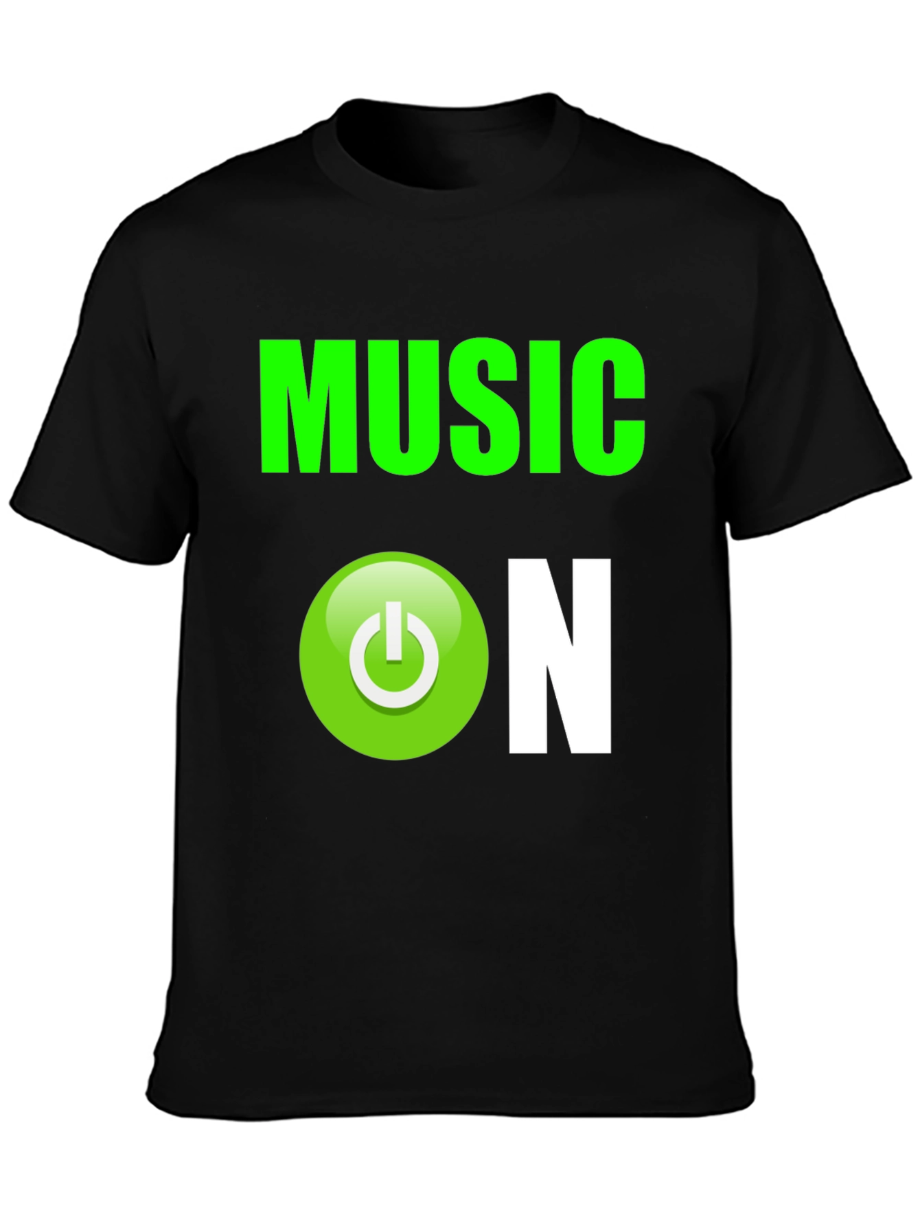 Music On Graphic T-Shirt - Black Cotton Blend
