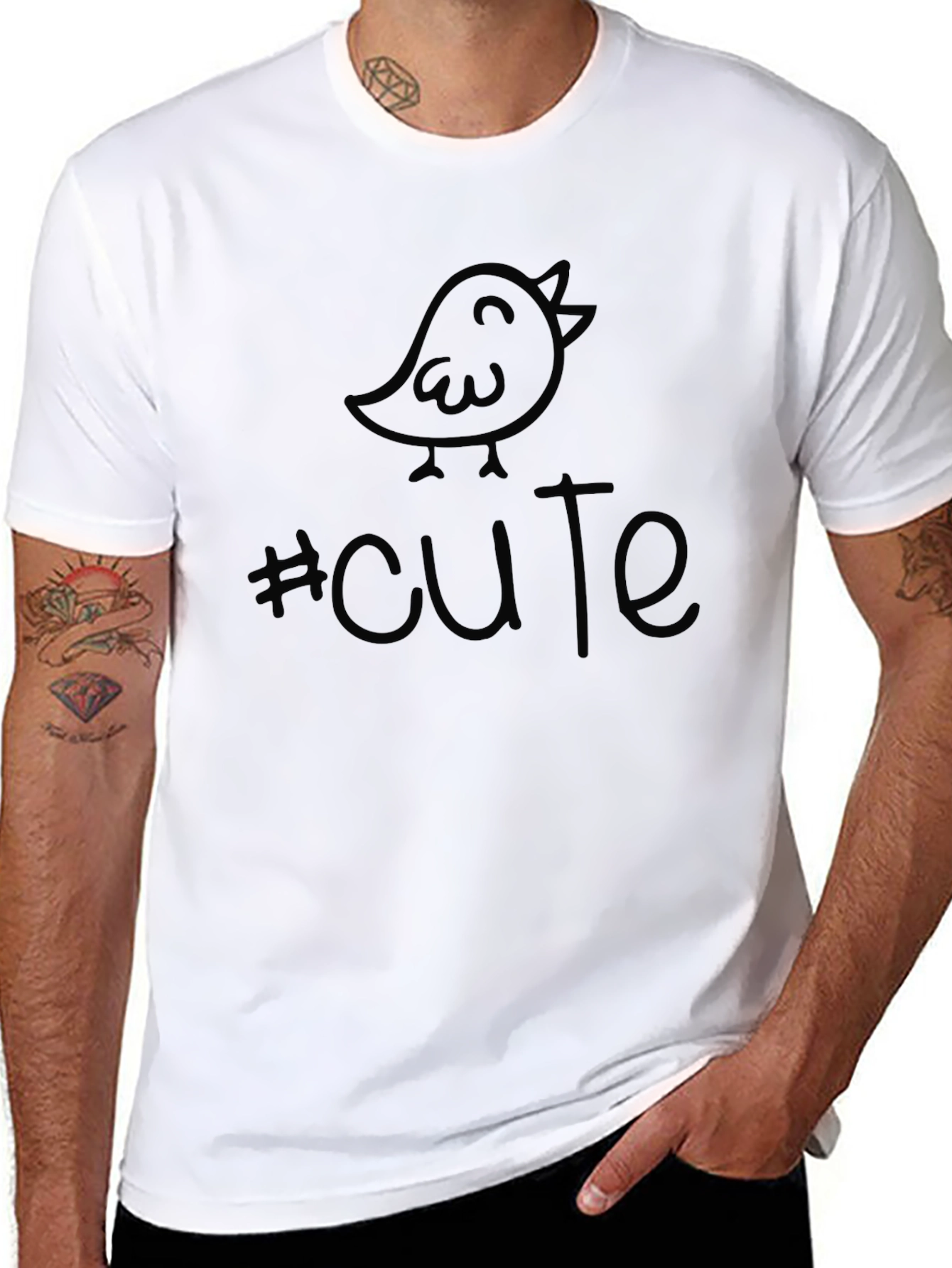Cute Birdie Tee - Unisex Black Cotton T-Shirt