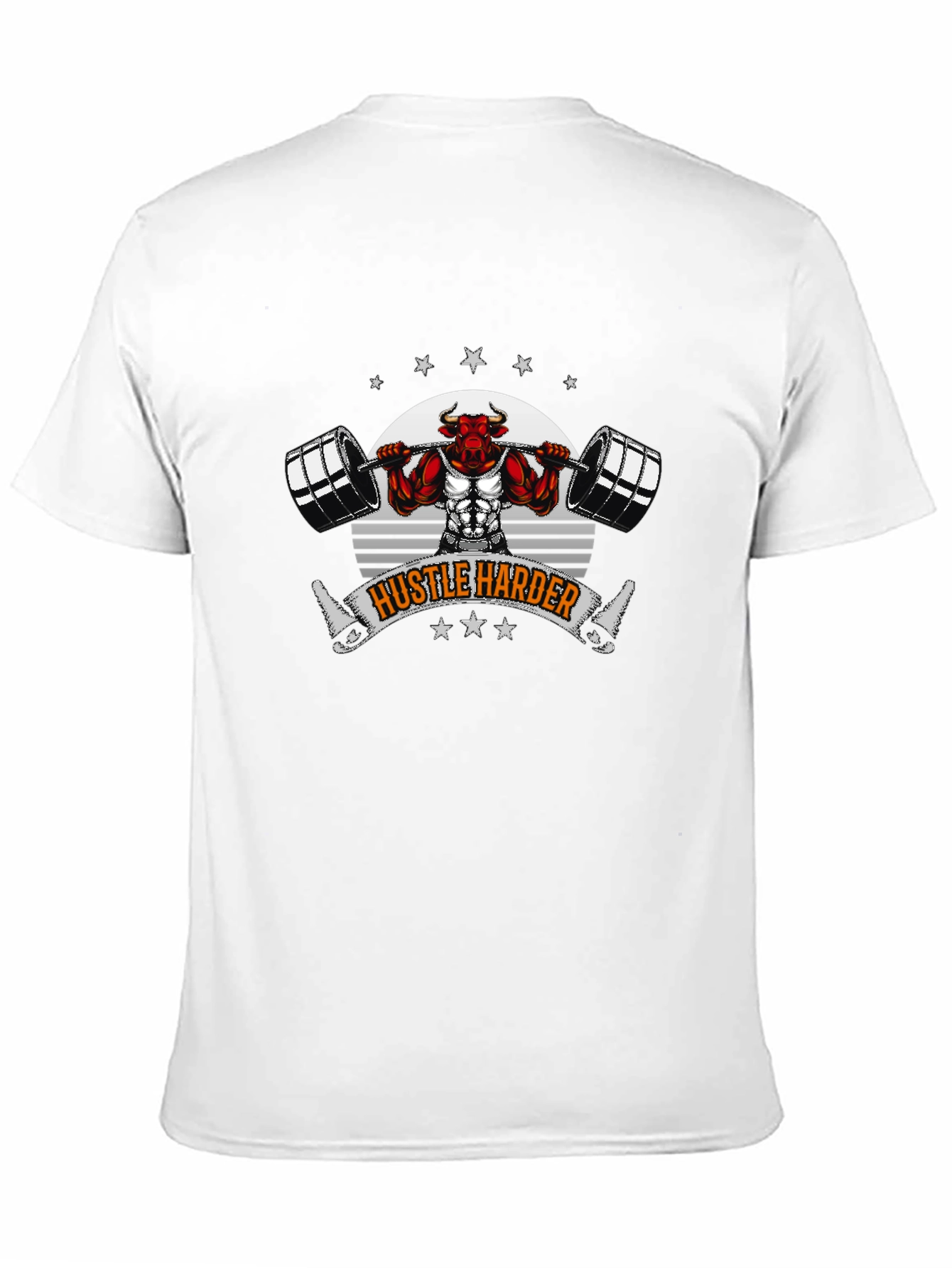 Hustle Harder Bull Barbell Black T-Shirt