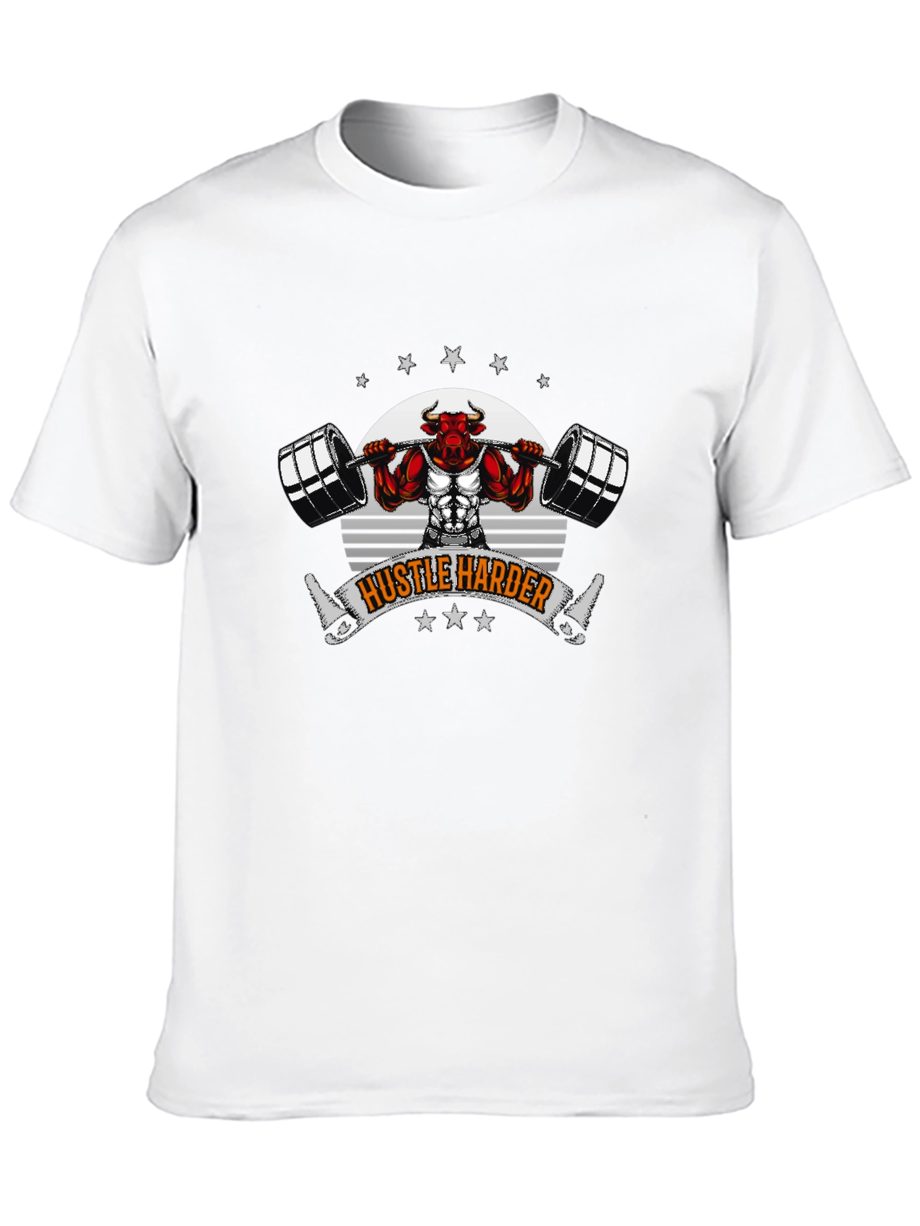 Hustle Harder Bull Barbell Black T-Shirt