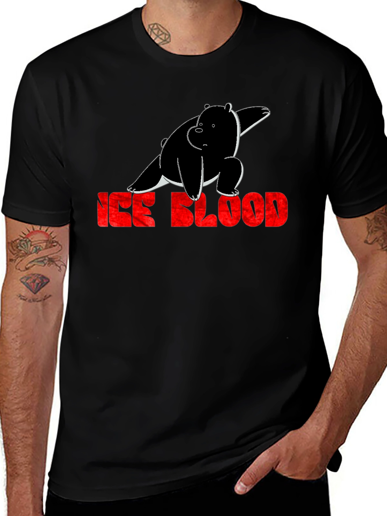 Ice Blood Bear Black Graphic Tee