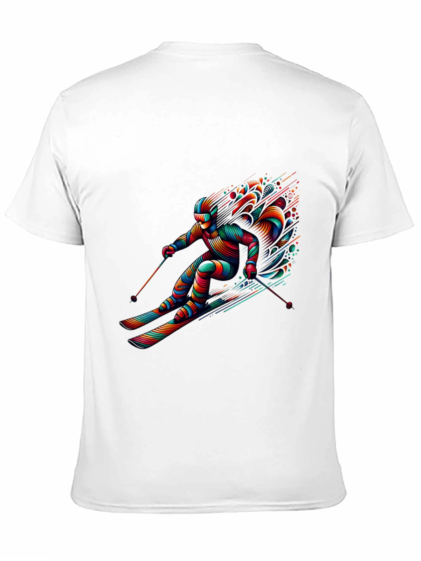Vibrant Skier Graphic Tee - Black