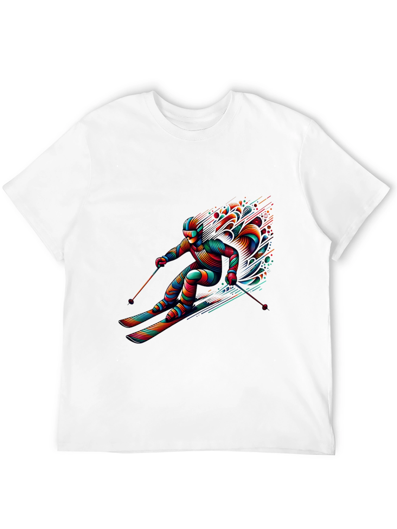 Vibrant Skier Graphic Tee - Black