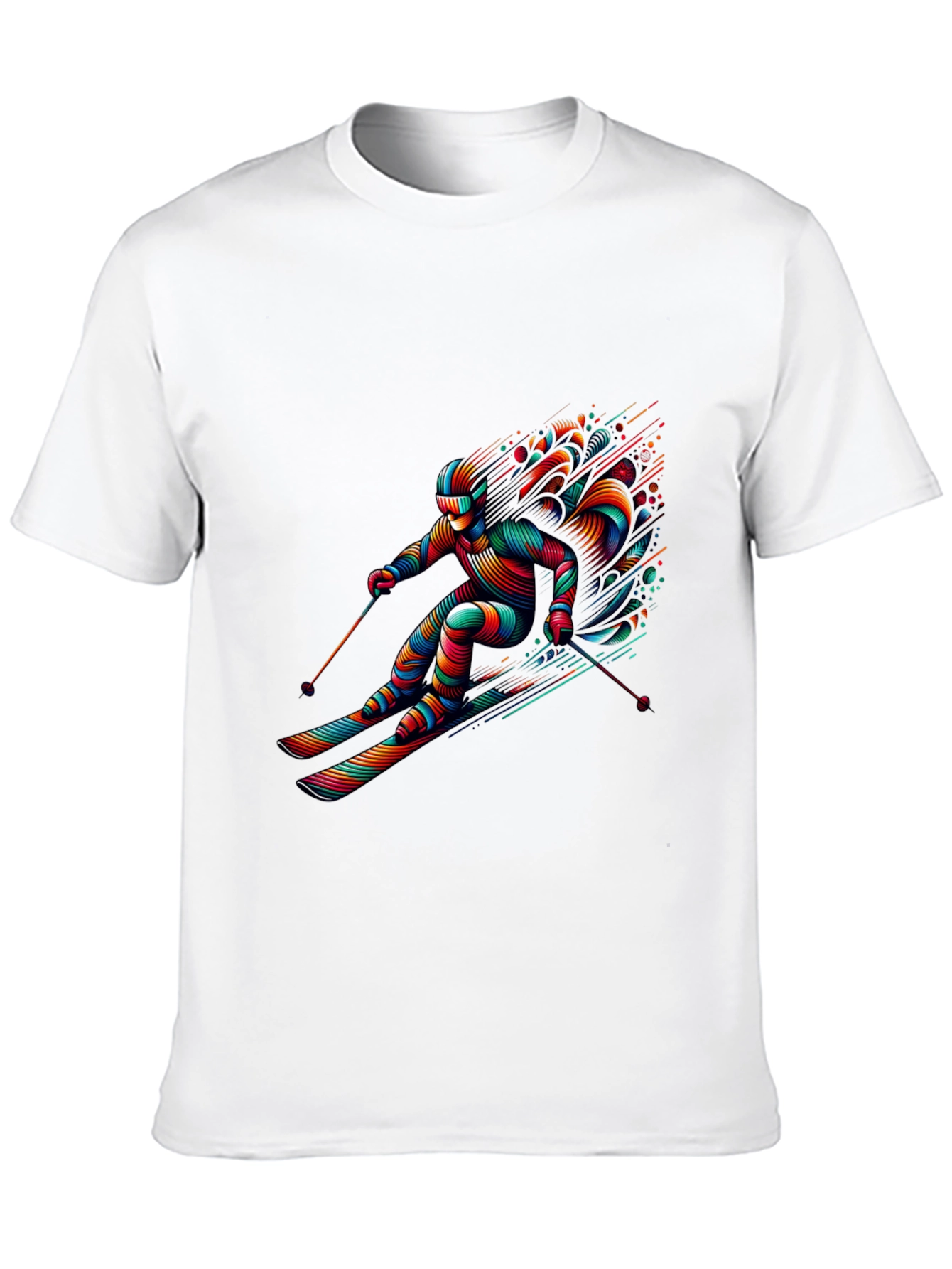Vibrant Skier Graphic Tee - Black
