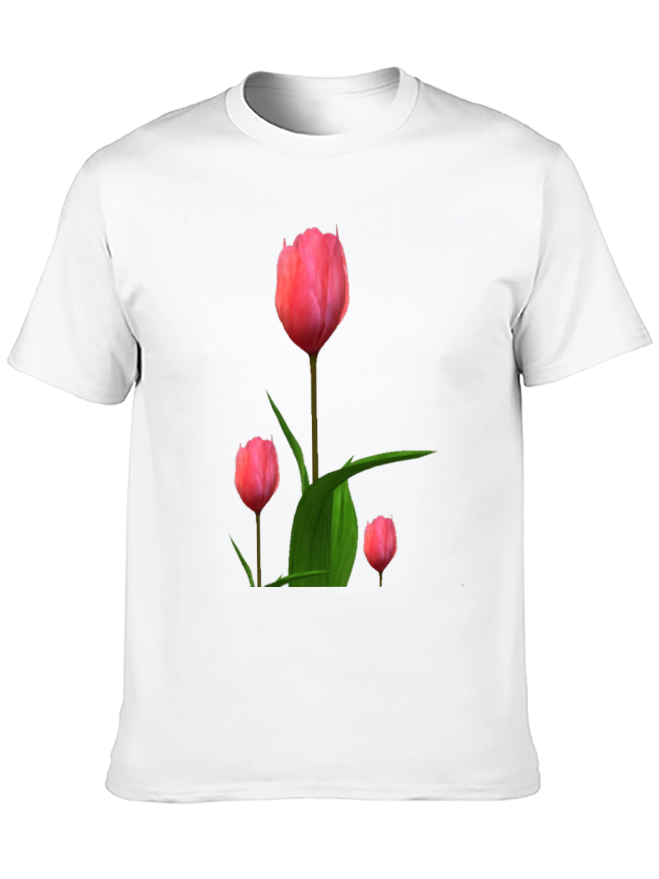 Floral Tulip Graphic Tee - Black Cotton Blend