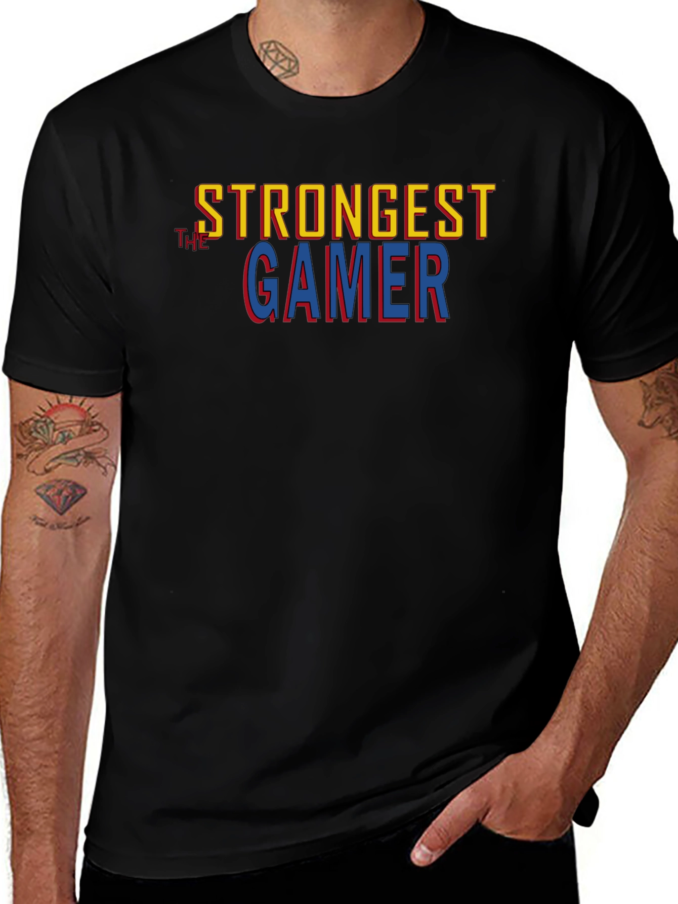 Strongest Gamer Black Graphic Tee