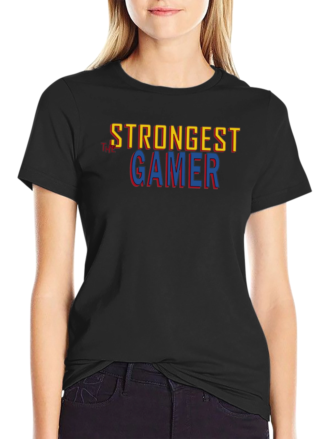 Strongest Gamer Black Graphic Tee