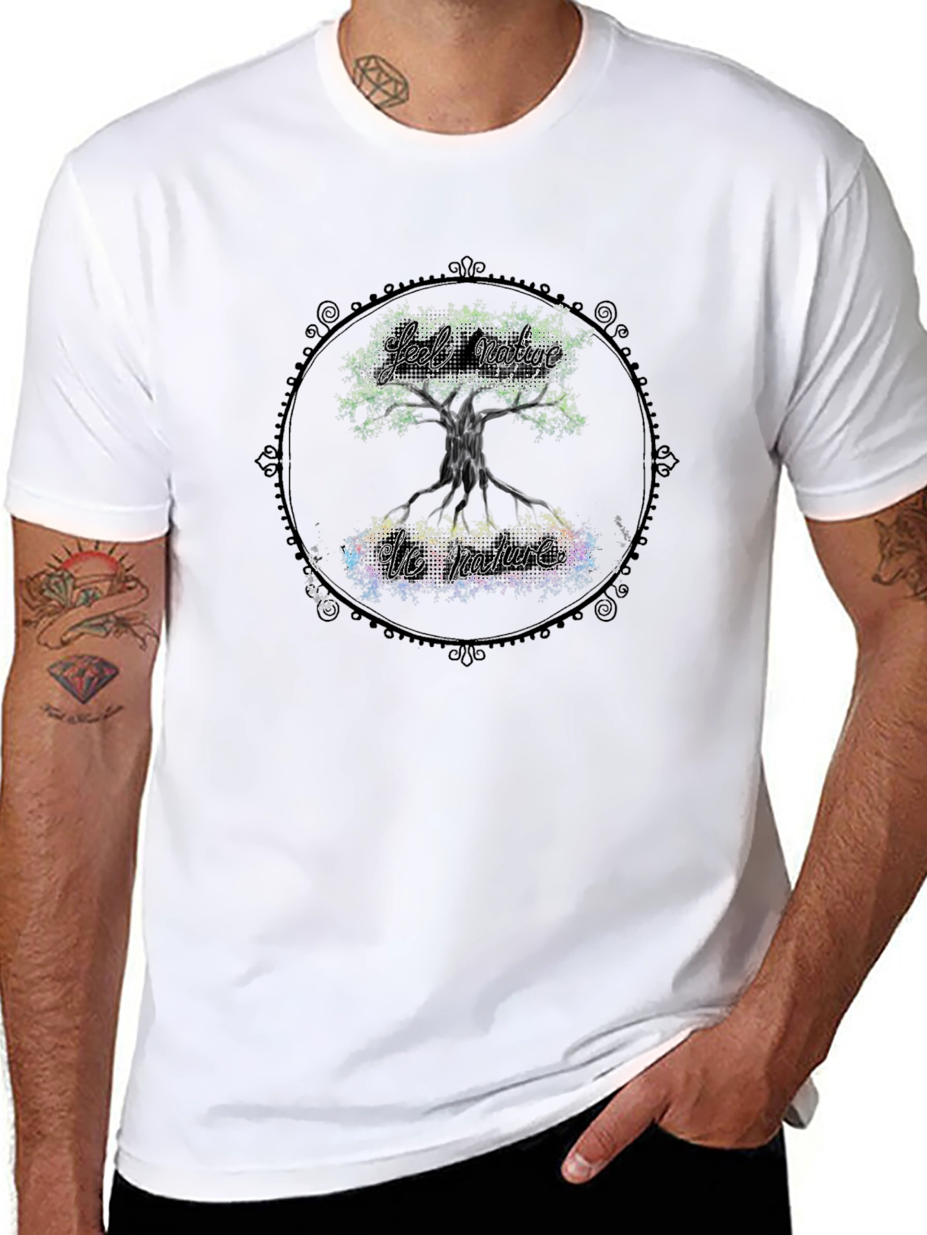 Nature Tree Graphic Print Black T-Shirt