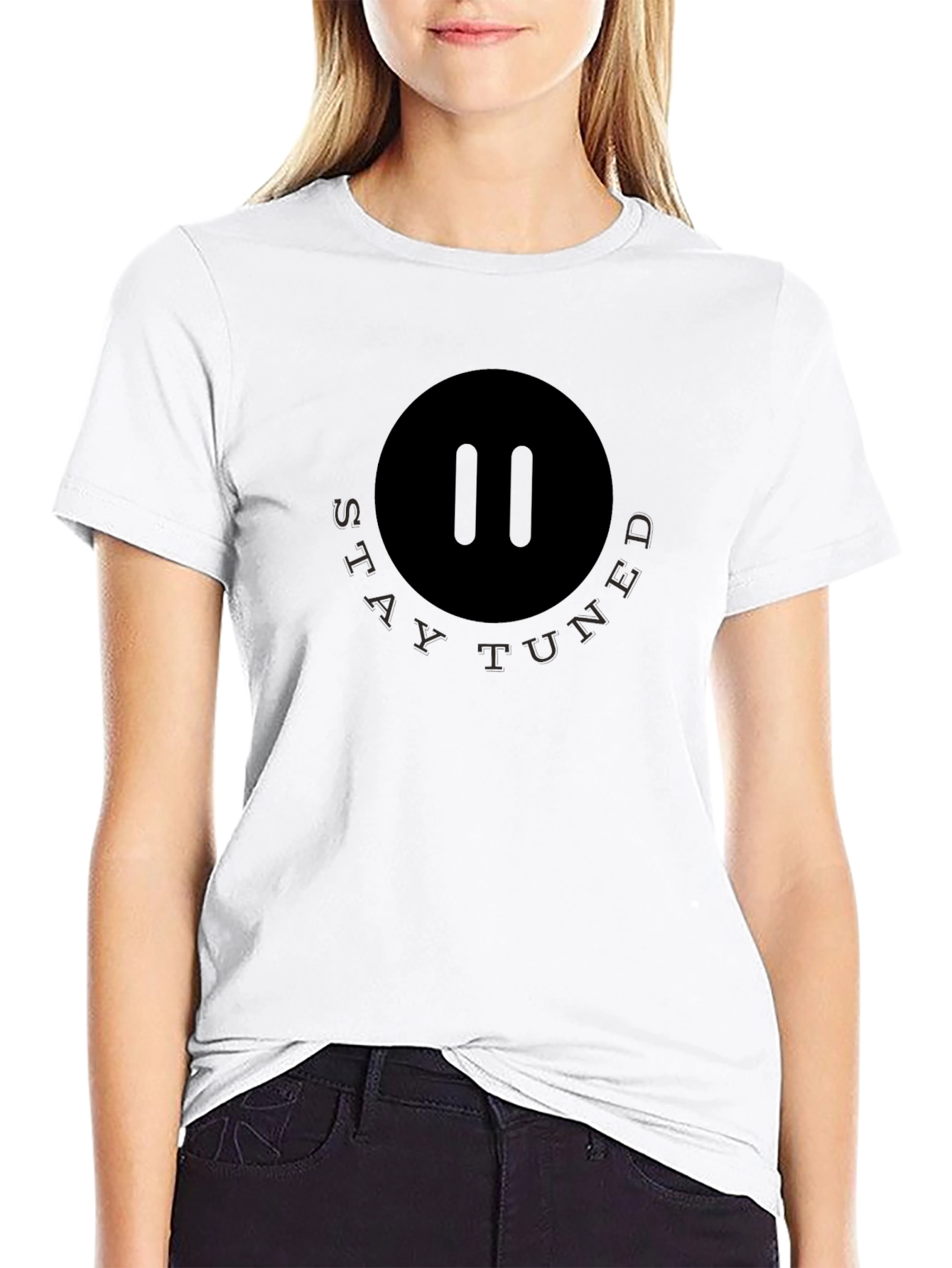 Stay Tuned Graphic Tee - Black Cotton