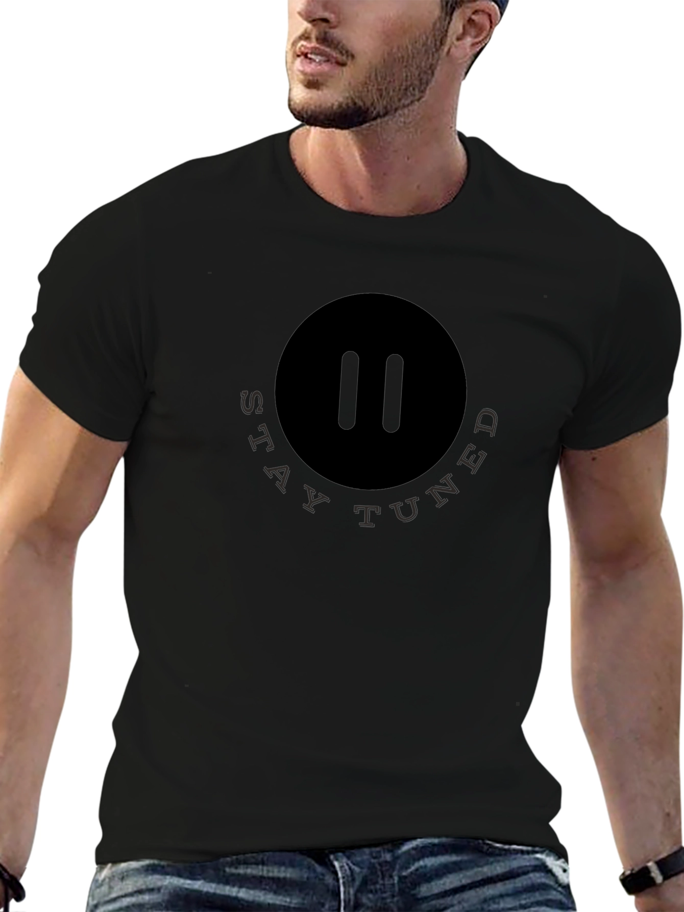 Stay Tuned Graphic Tee - Black Cotton