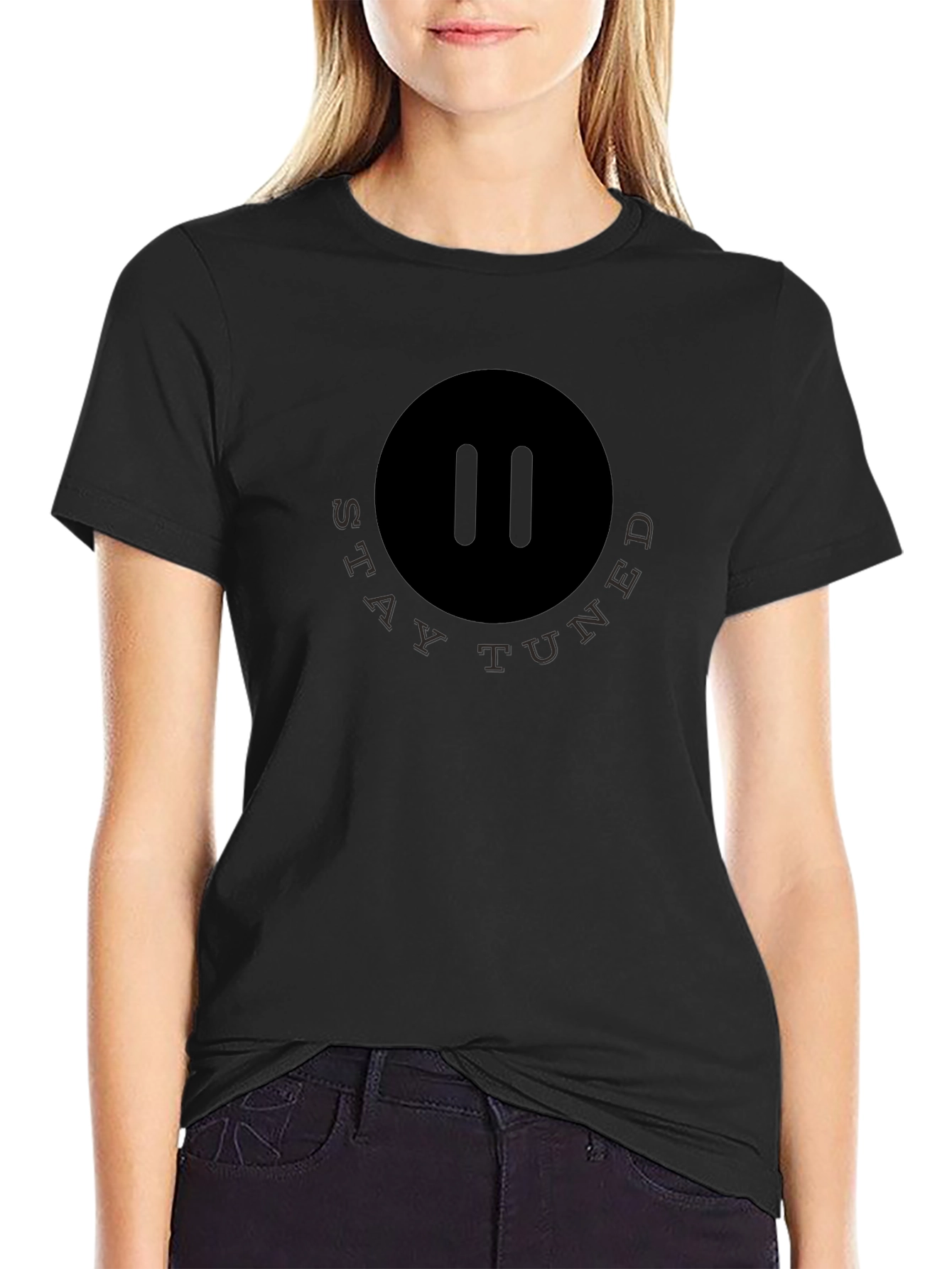 Stay Tuned Graphic Tee - Black Cotton