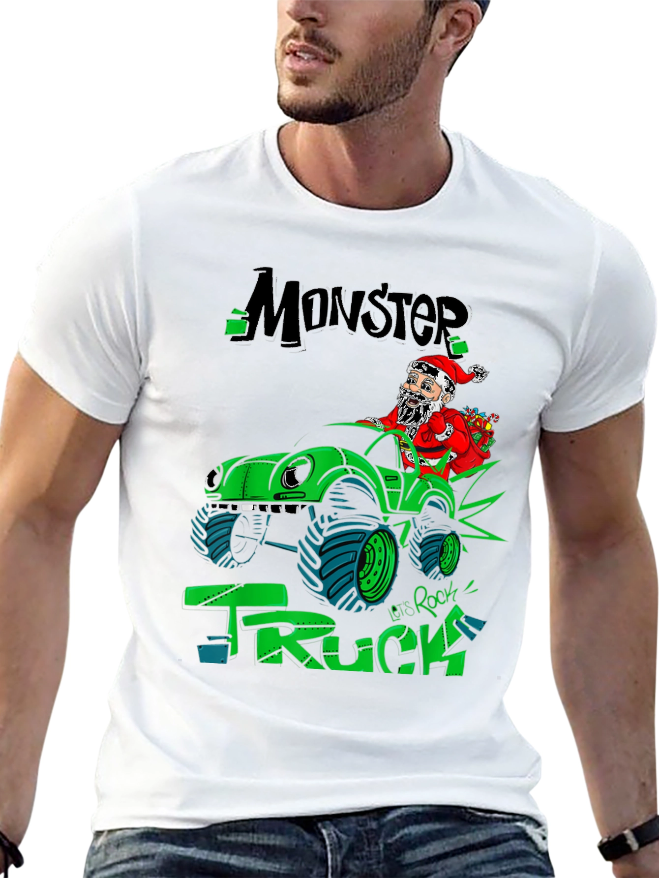 Monster Truck Santa T-Shirt - Lets Rock!