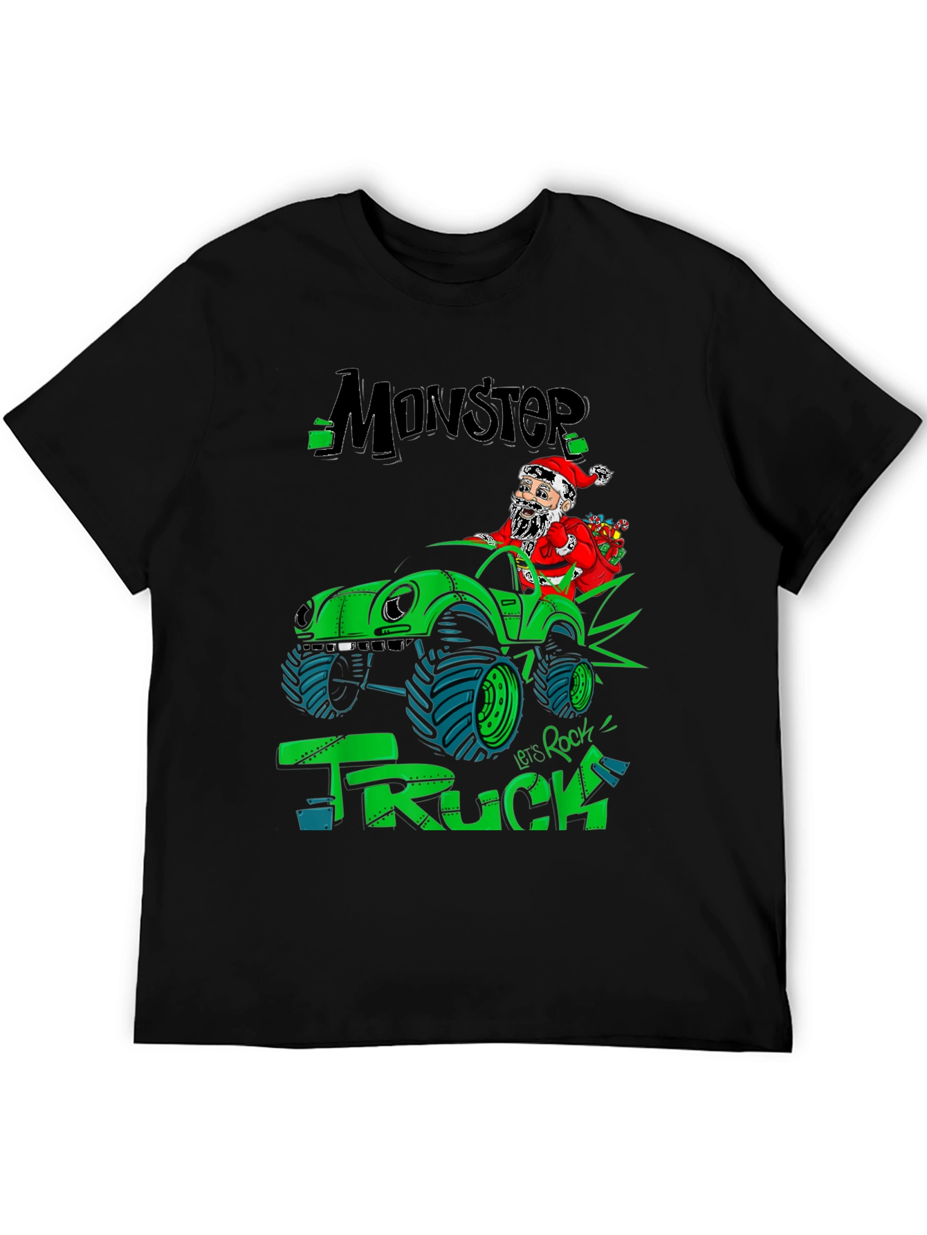 Monster Truck Santa T-Shirt - Lets Rock!