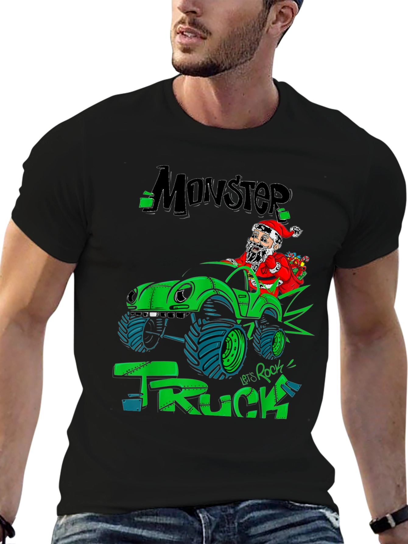 Monster Truck Santa T-Shirt - Lets Rock!