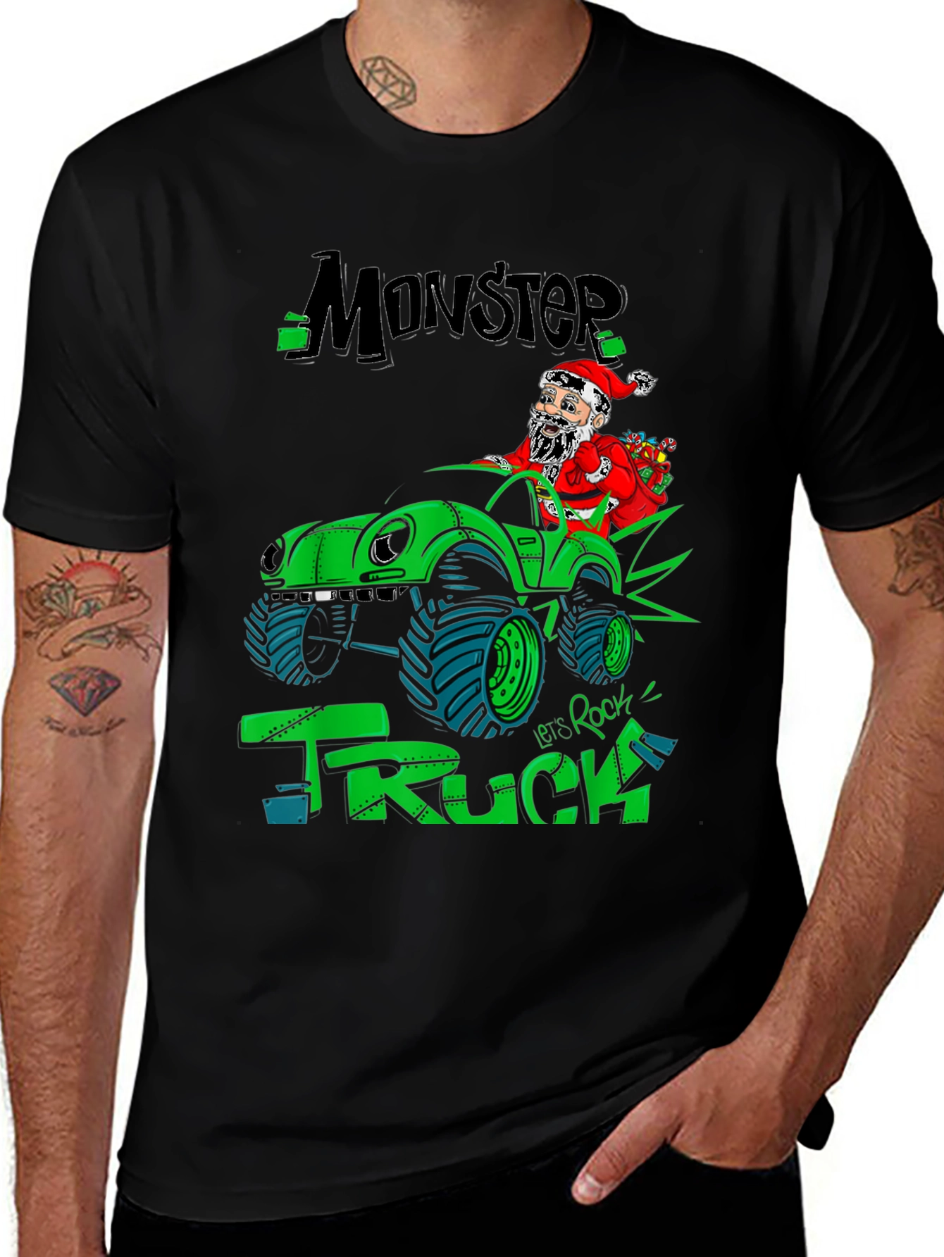 Monster Truck Santa T-Shirt - Lets Rock!