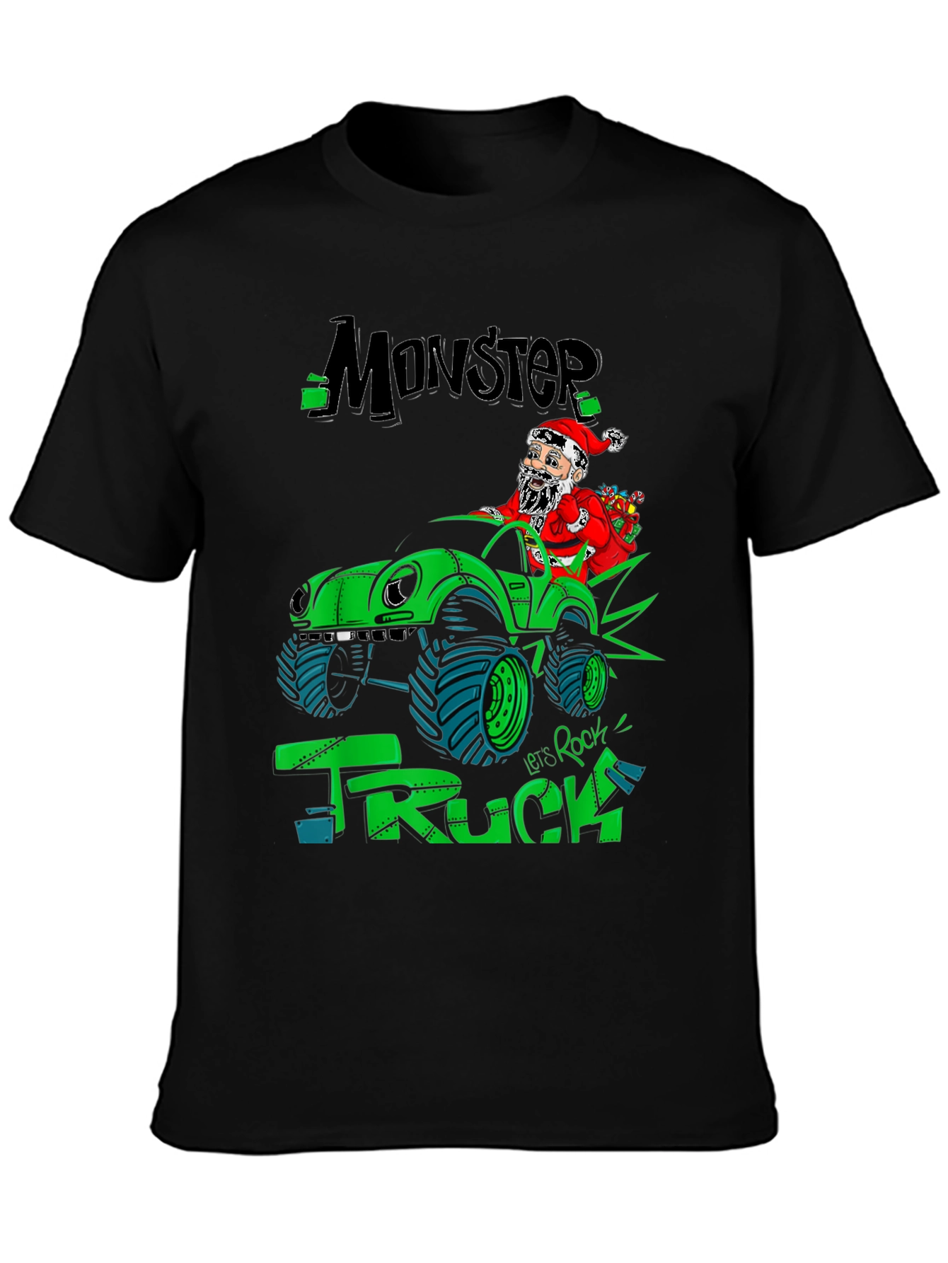 Monster Truck Santa T-Shirt - Lets Rock!