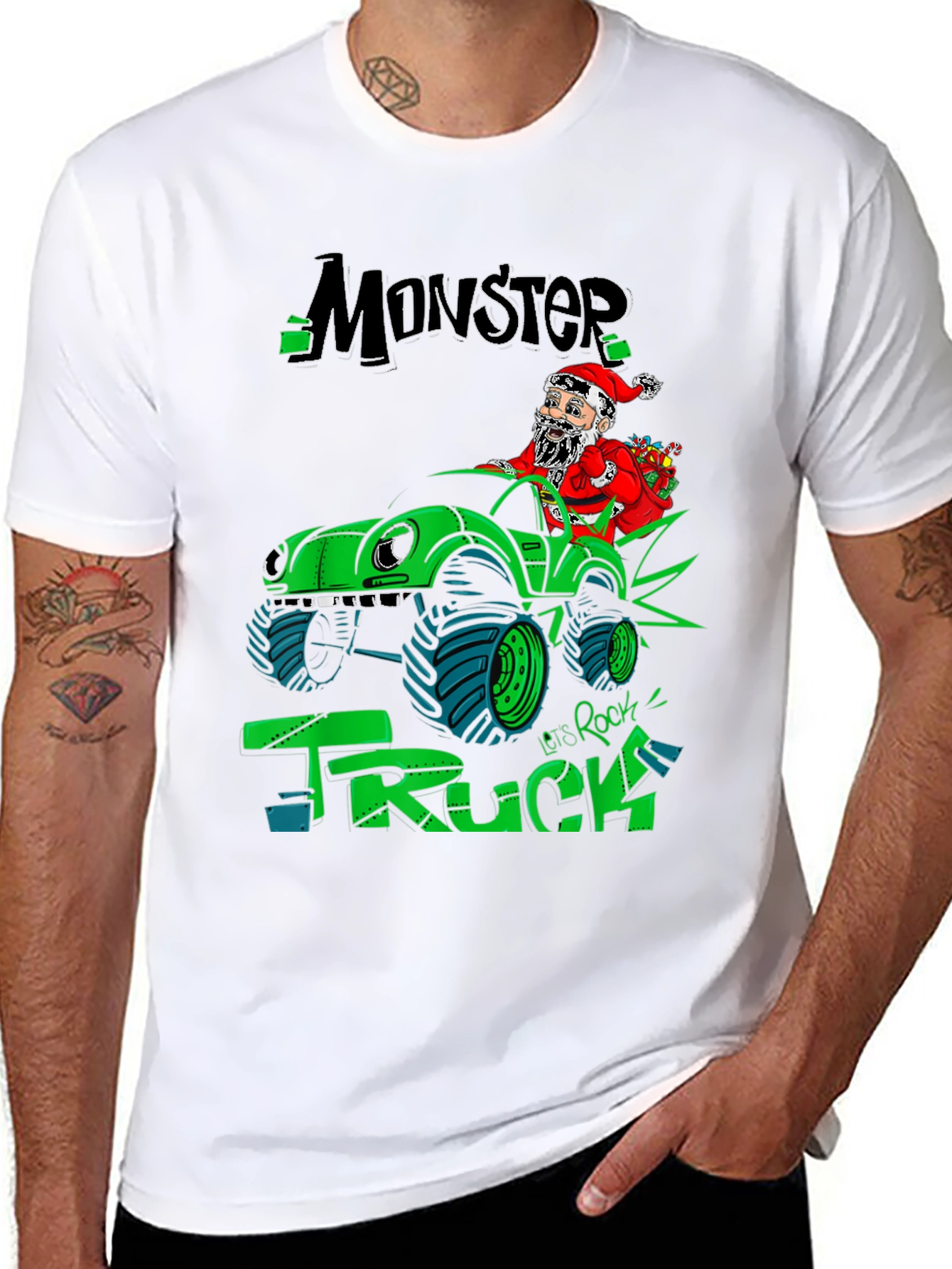 Monster Truck Santa T-Shirt - Lets Rock!
