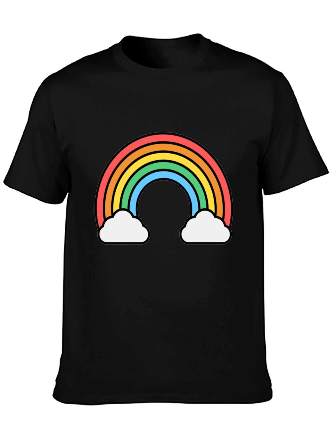 Rainbow Cloud Graphic Tee - Black Unisex T-Shirt