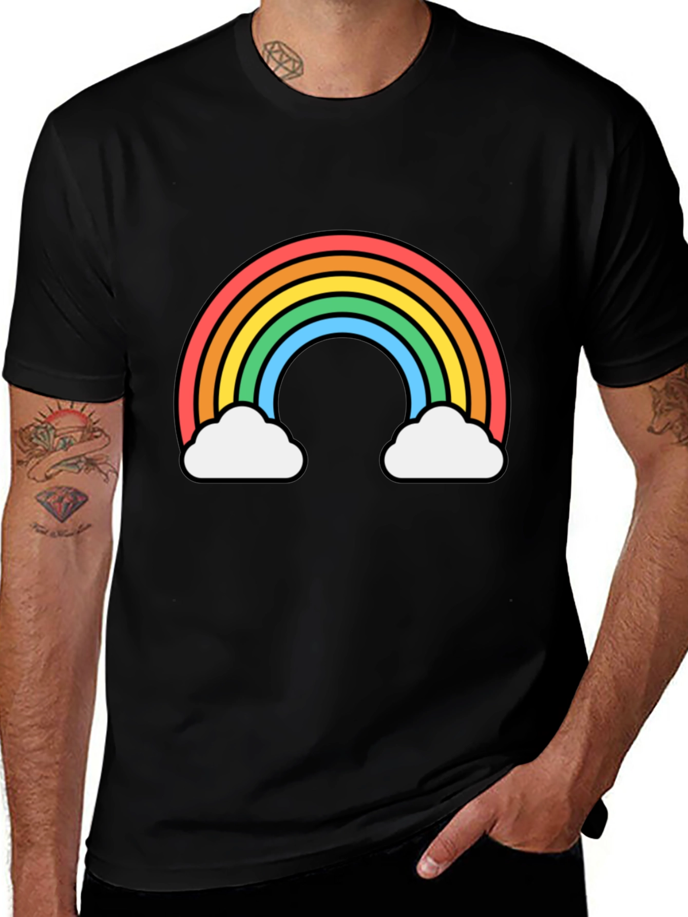 Rainbow Cloud Graphic Tee - Black Unisex T-Shirt