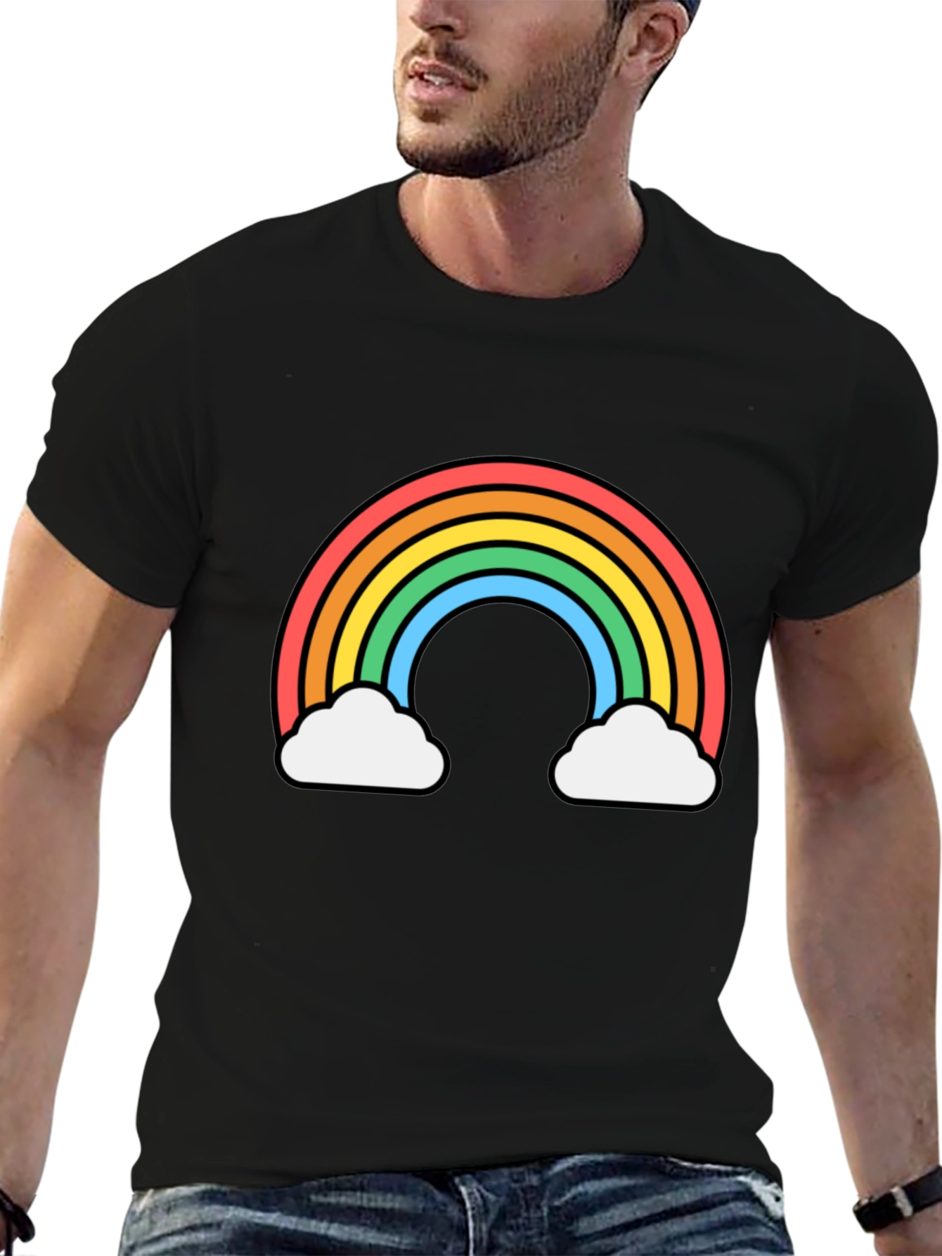 Rainbow Cloud Graphic Tee - Black Unisex T-Shirt