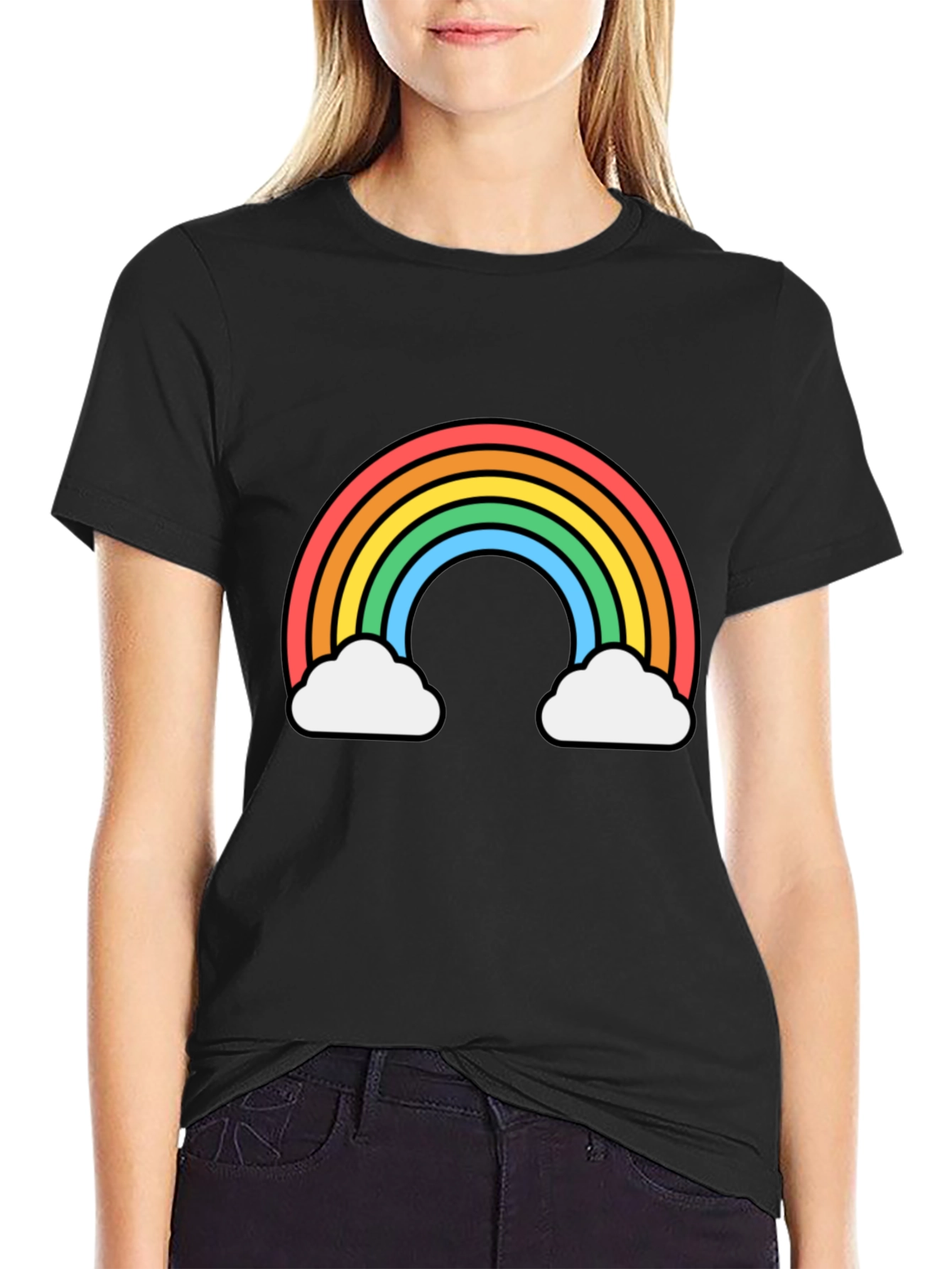 Rainbow Cloud Graphic Tee - Black Unisex T-Shirt