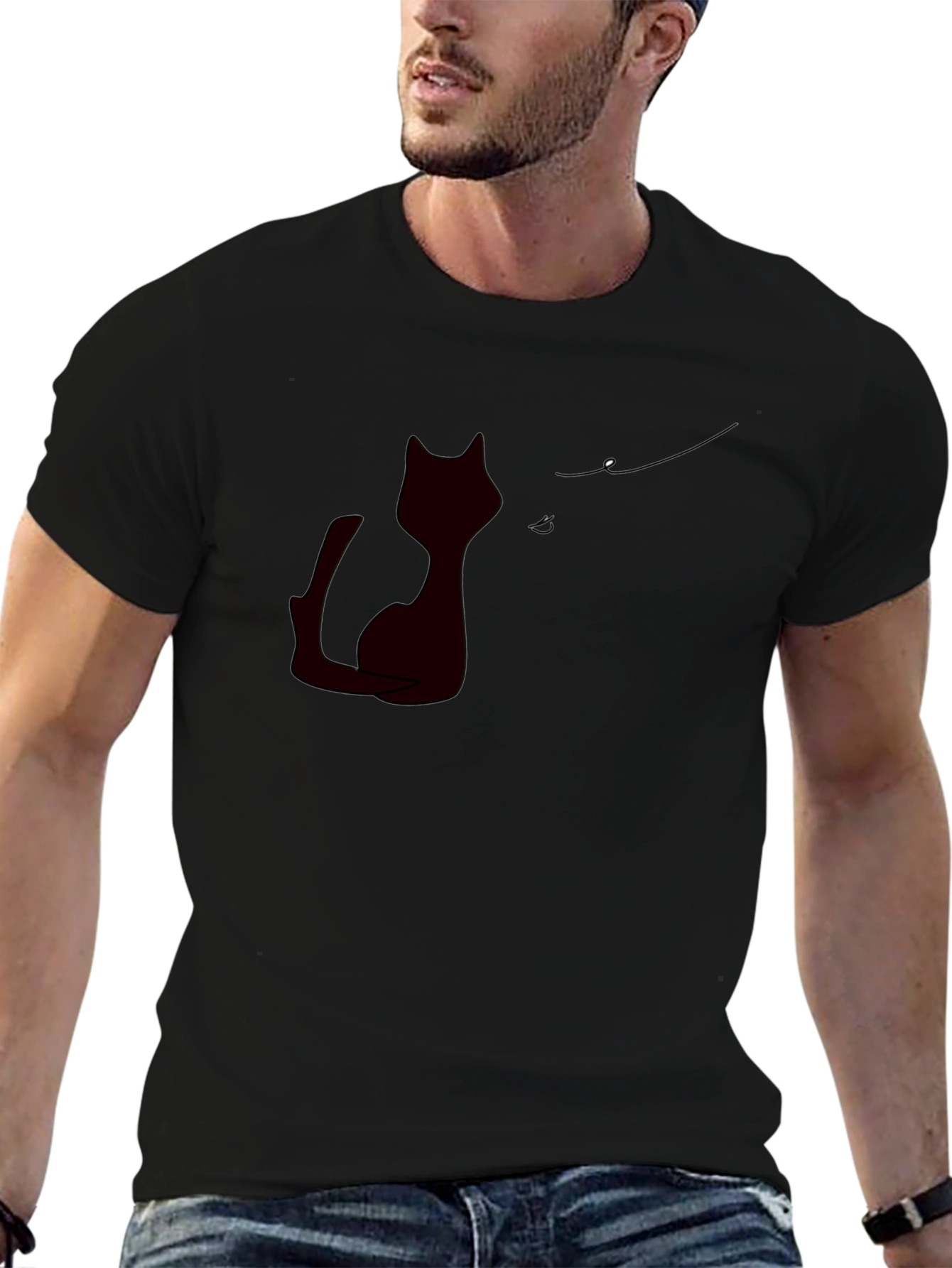 Black Cat Silhouette Tee - Modern Stylish Casual Wear