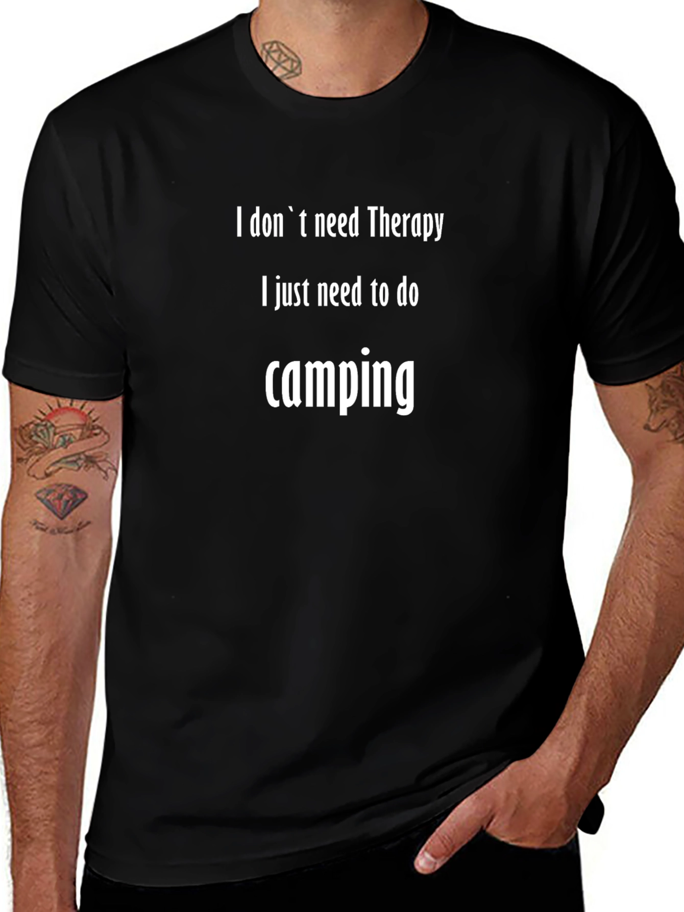 Camping Therapy Graphic Tee - Black Cotton T-Shirt