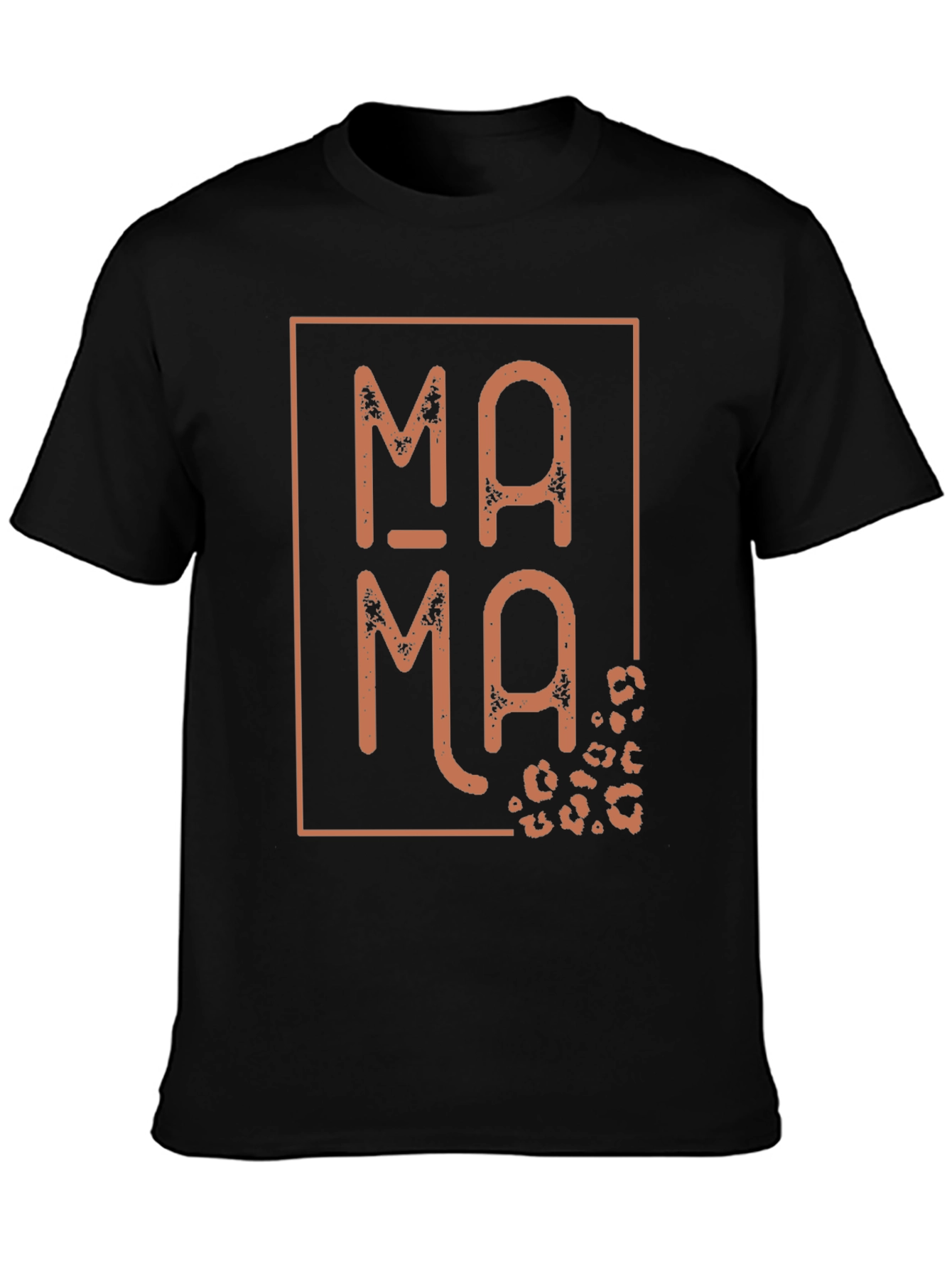 Mama Leopard Print Graphic Tee - Black