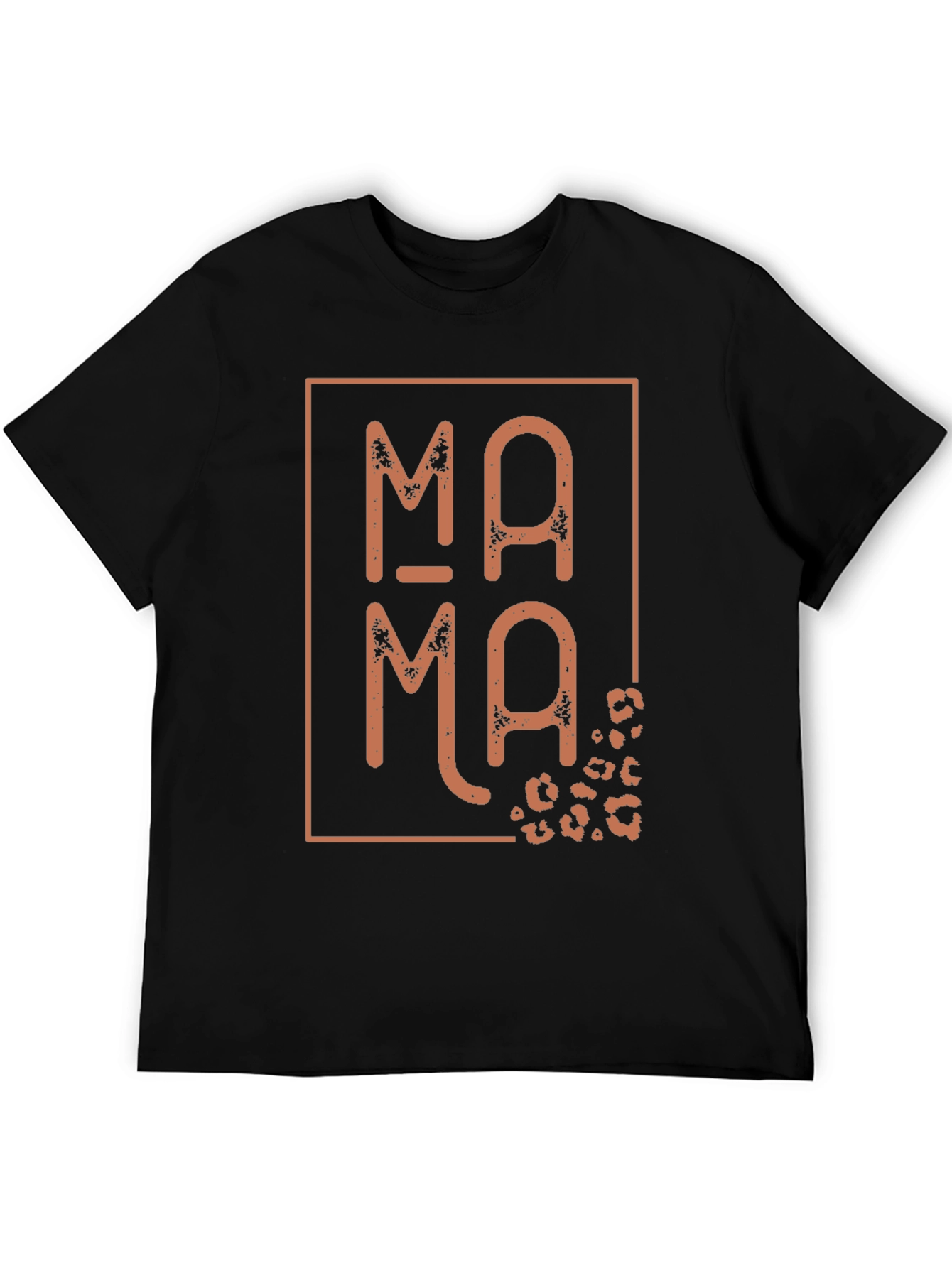 Mama Leopard Print Graphic Tee - Black