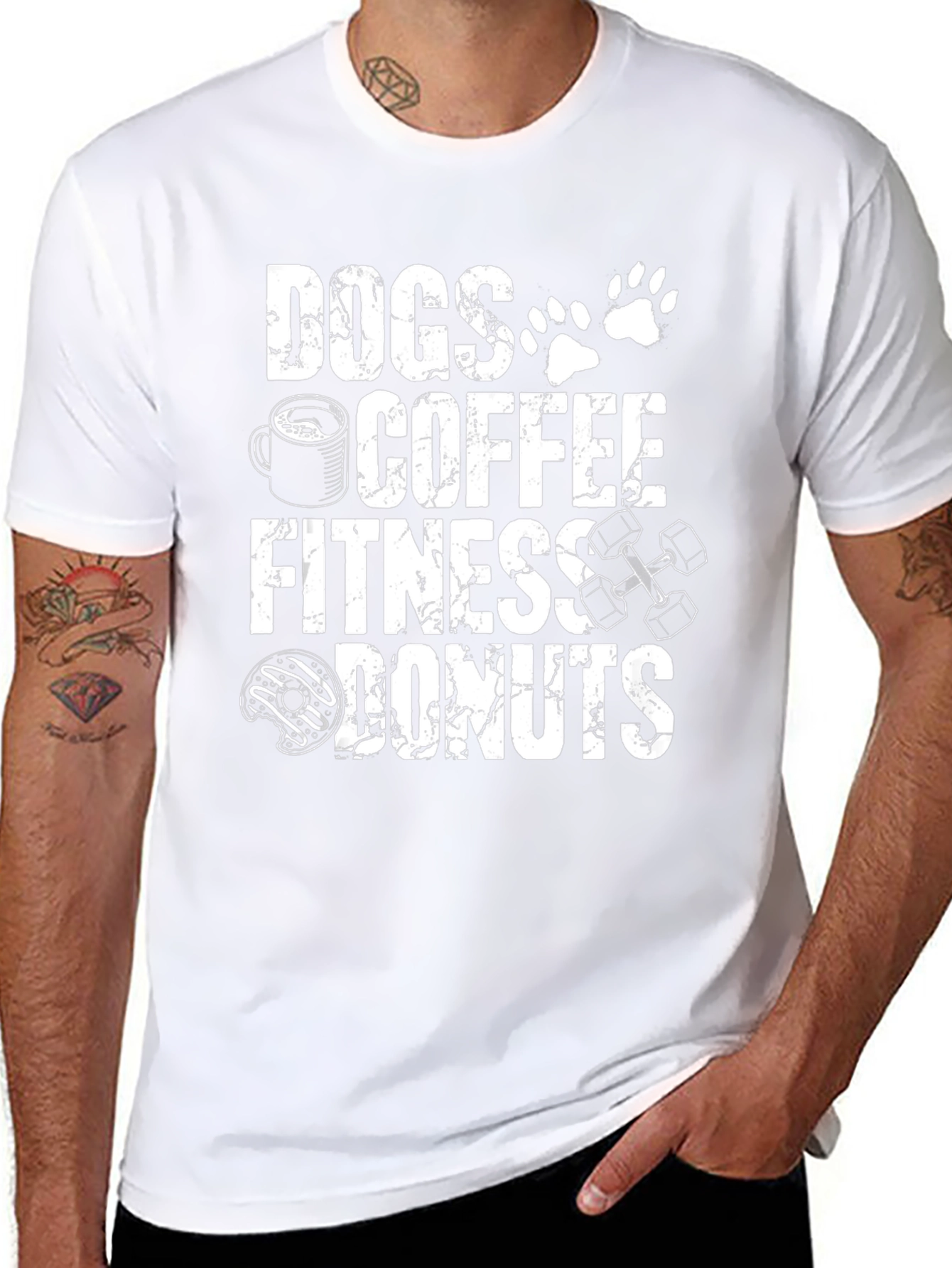 Dogs Coffee Fitness Donuts Black T-Shirt