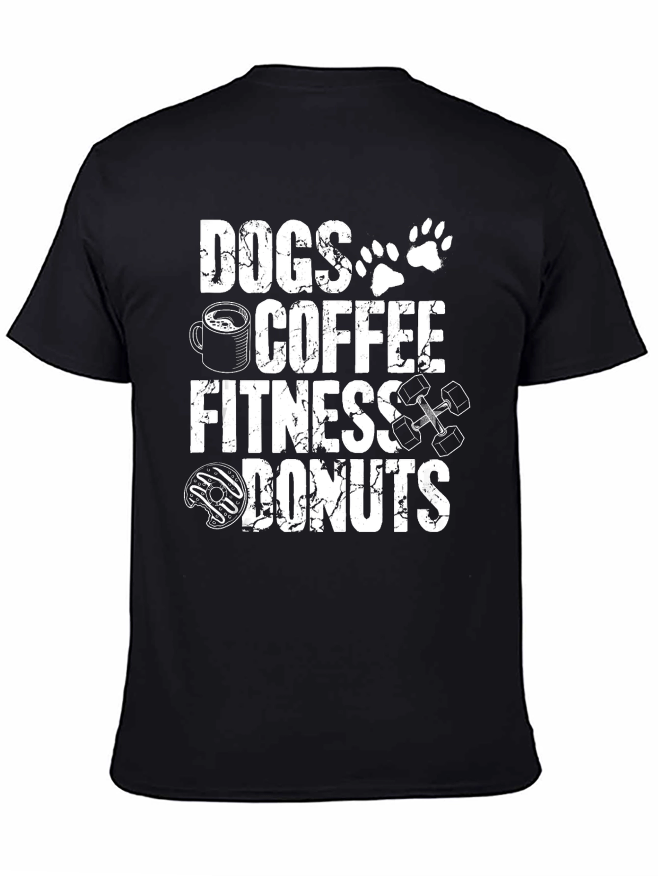 Dogs Coffee Fitness Donuts Black T-Shirt