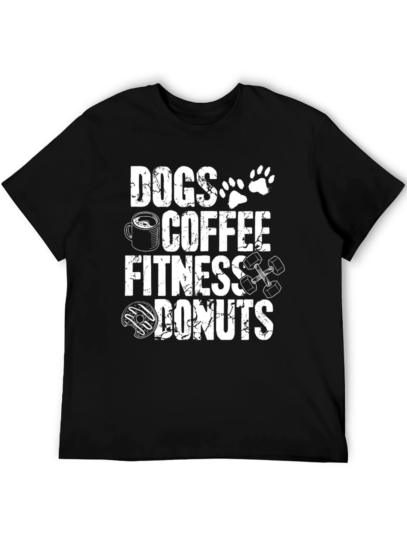 Dogs Coffee Fitness Donuts Black T-Shirt