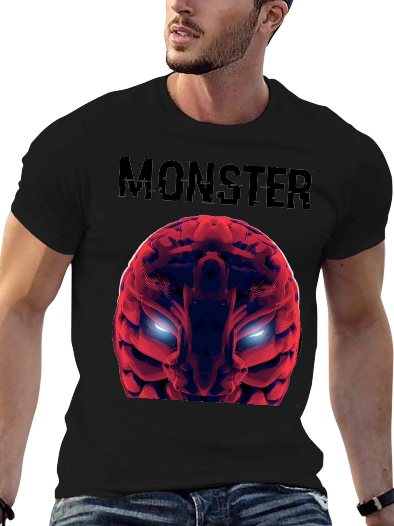 Monster Brain Graphic Tee - Mens Black T-Shirt