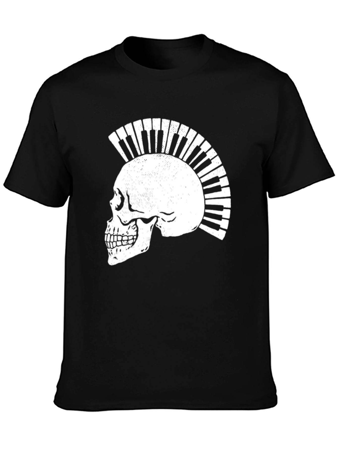 Skull Piano Keys Punk Rock Graphic T-Shirt