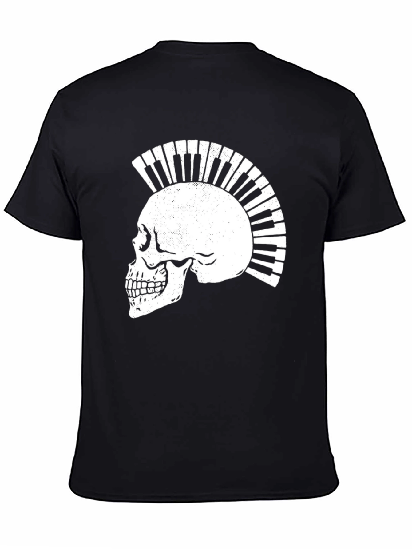 Skull Piano Keys Punk Rock Graphic T-Shirt