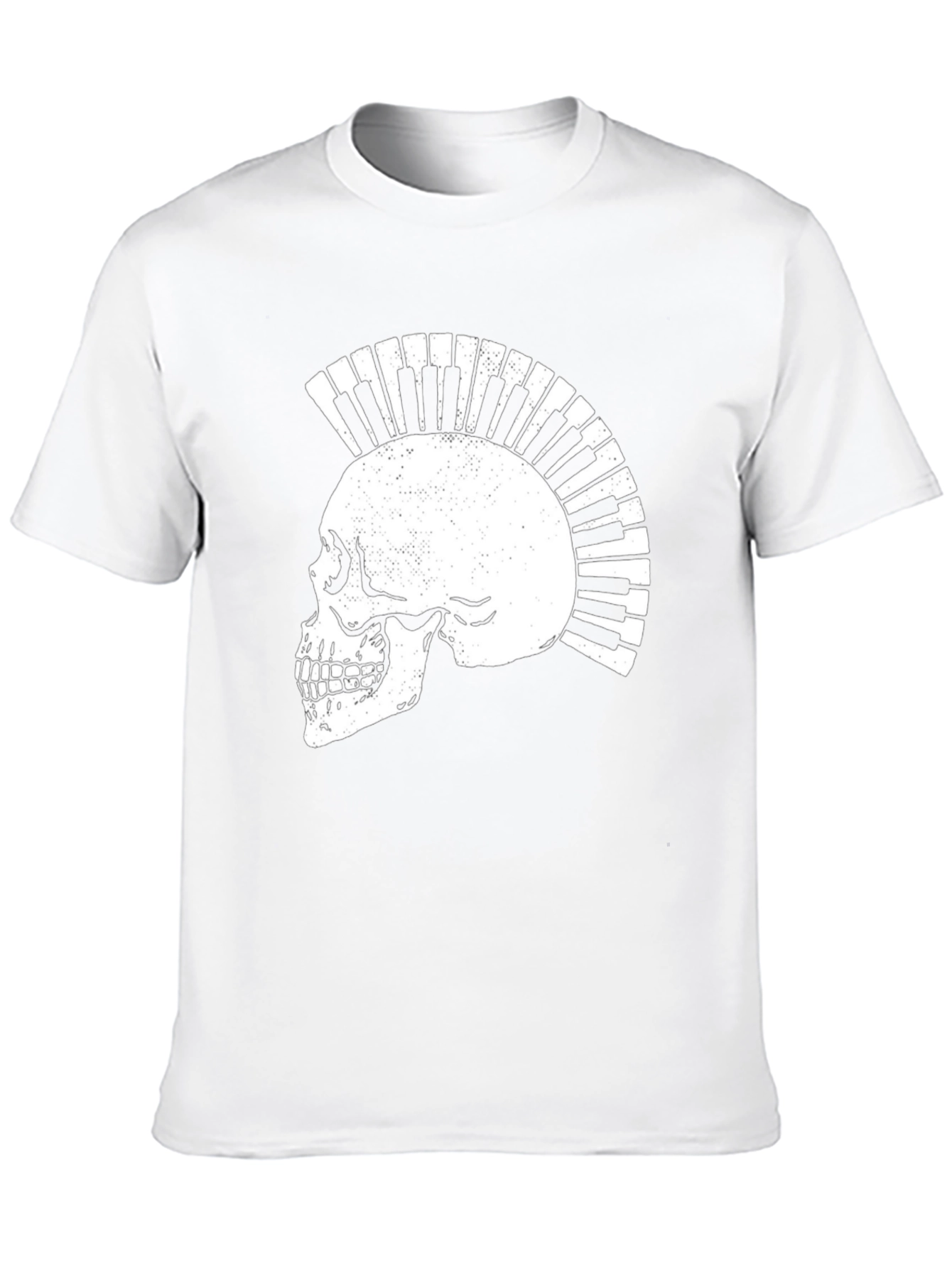 Skull Piano Keys Punk Rock Graphic T-Shirt