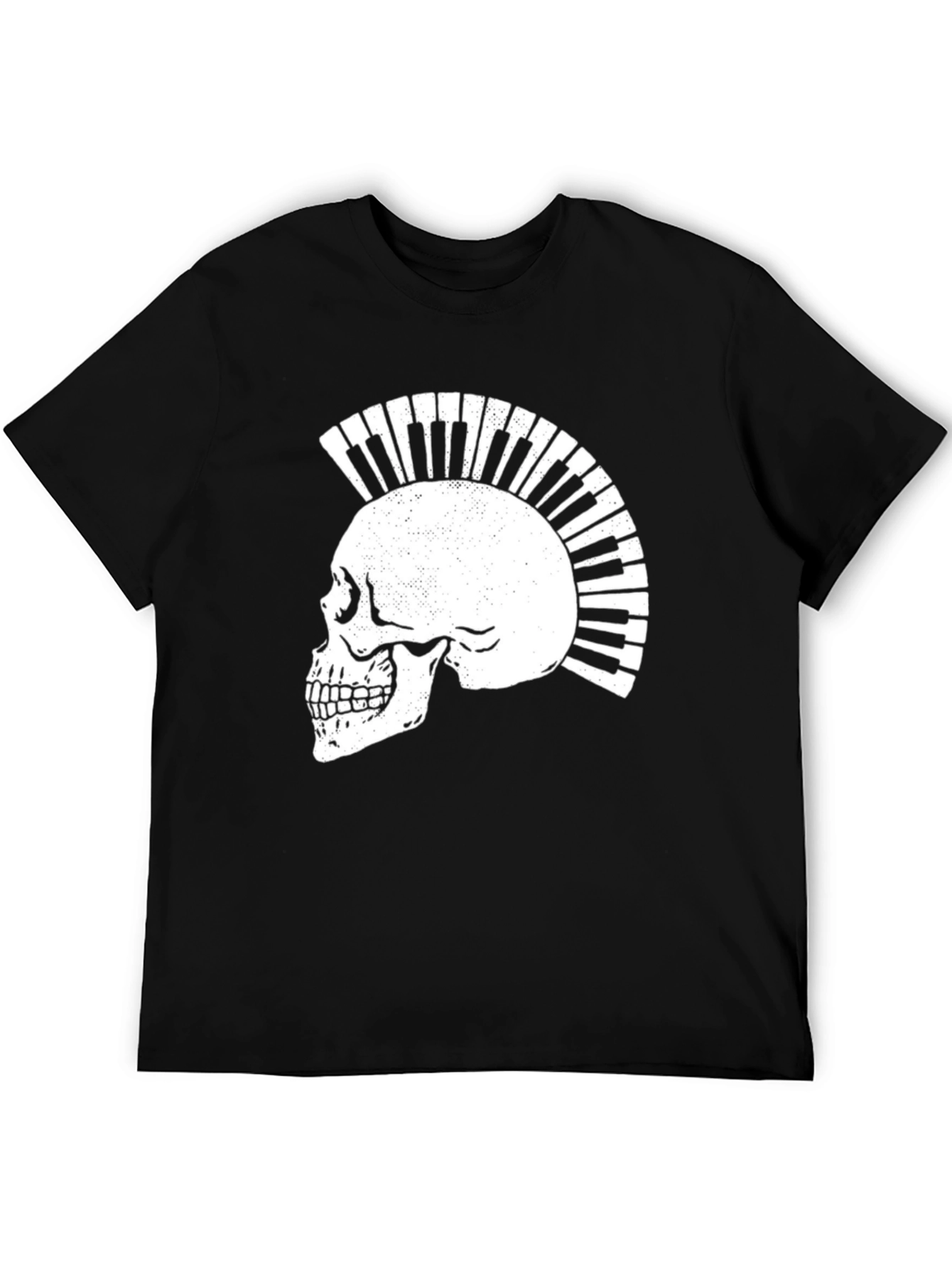 Skull Piano Keys Punk Rock Graphic T-Shirt
