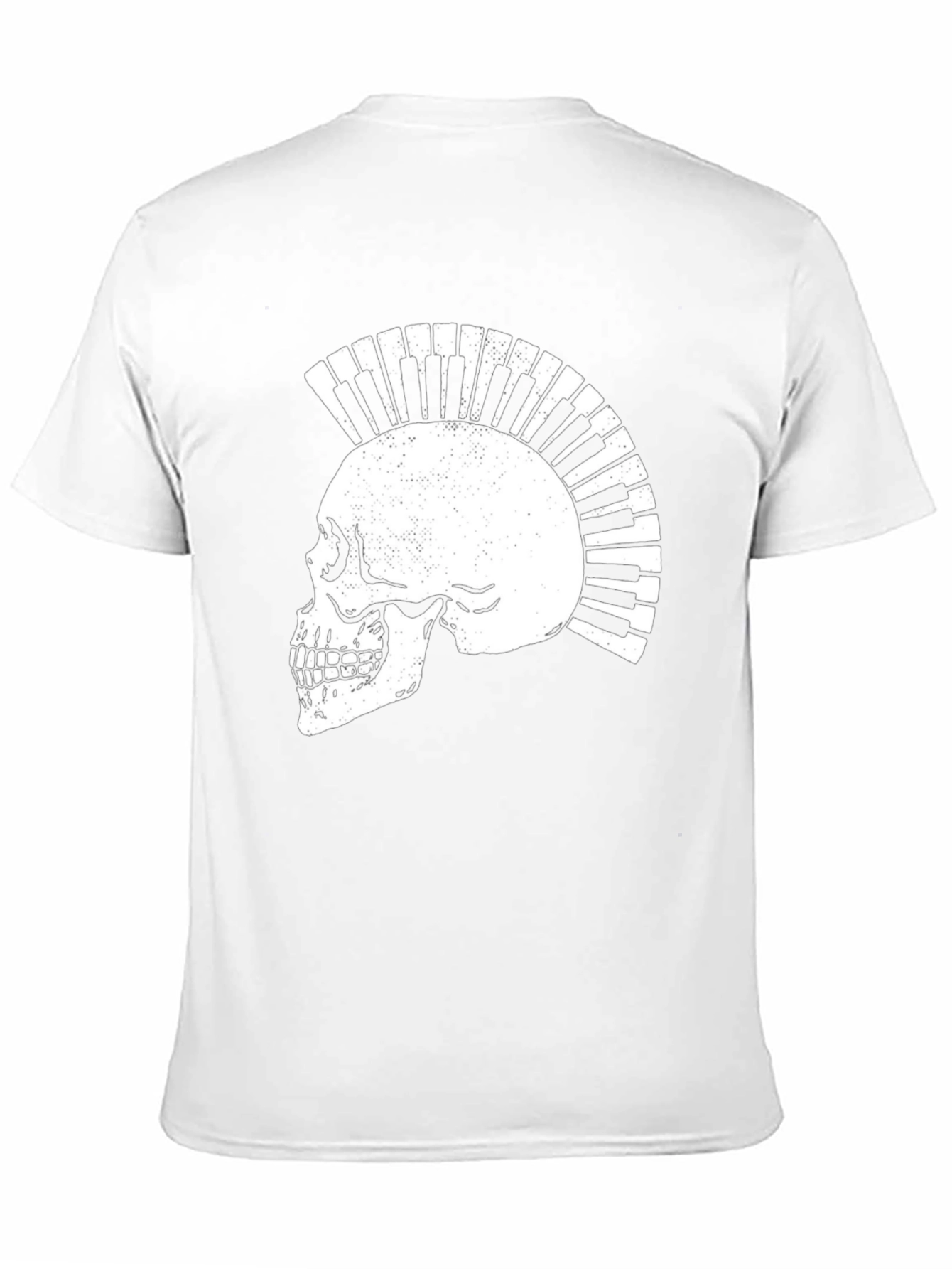 Skull Piano Keys Punk Rock Graphic T-Shirt
