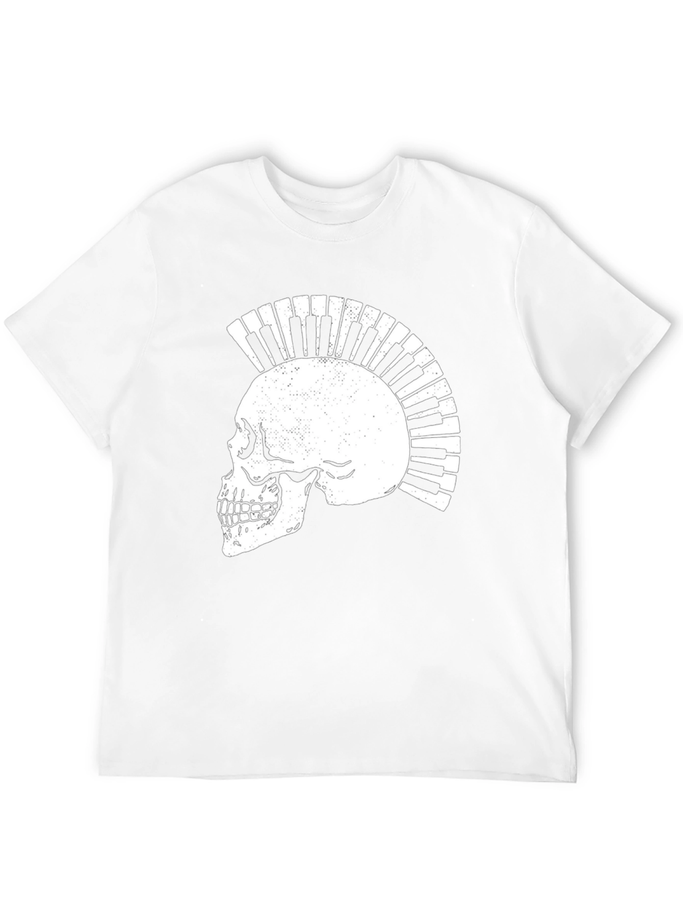 Skull Piano Keys Punk Rock Graphic T-Shirt