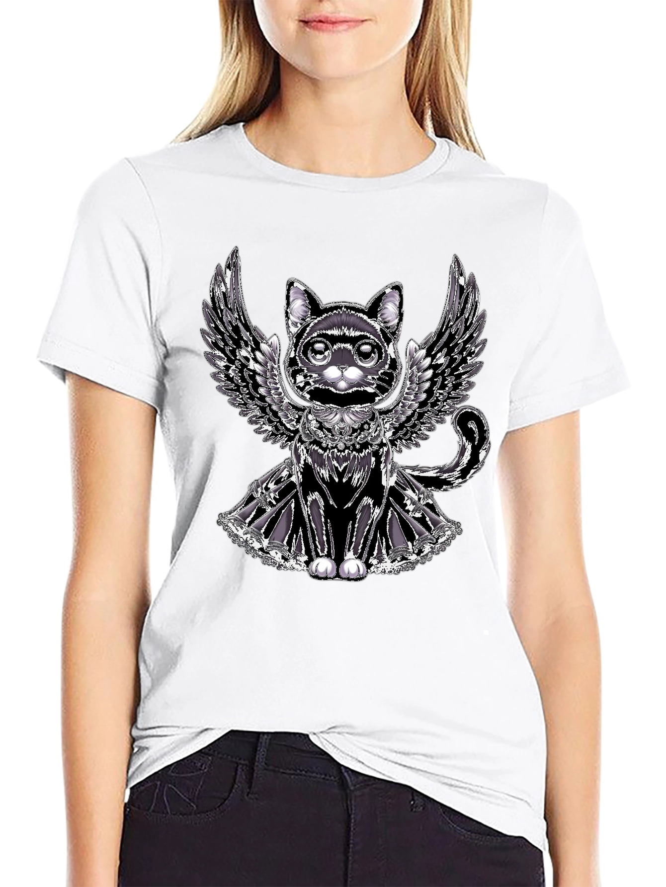 Winged Cat Graphic Tee - Unique Design
