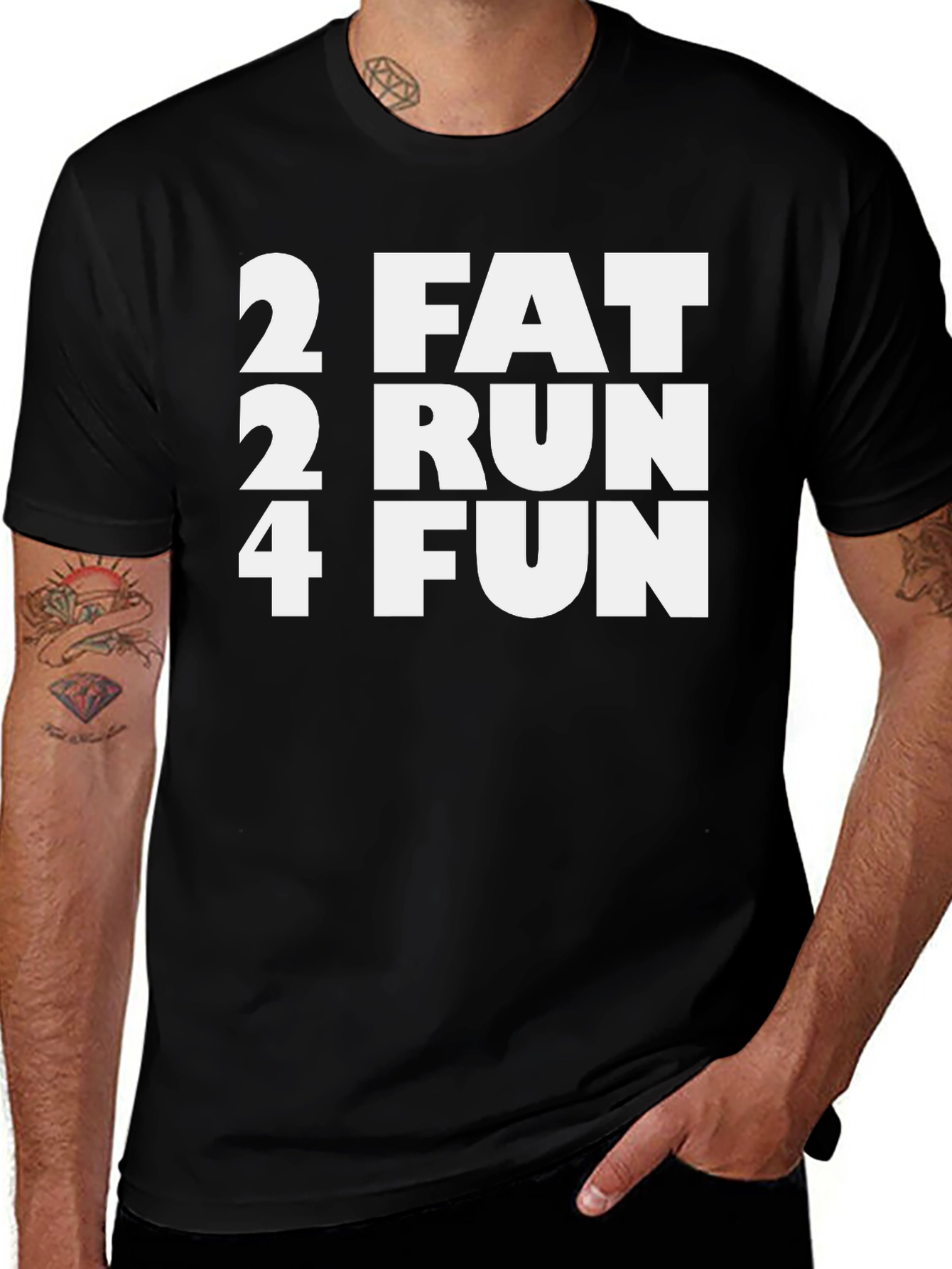 2 Fat 2 Run 4 Fun Black T-Shirt