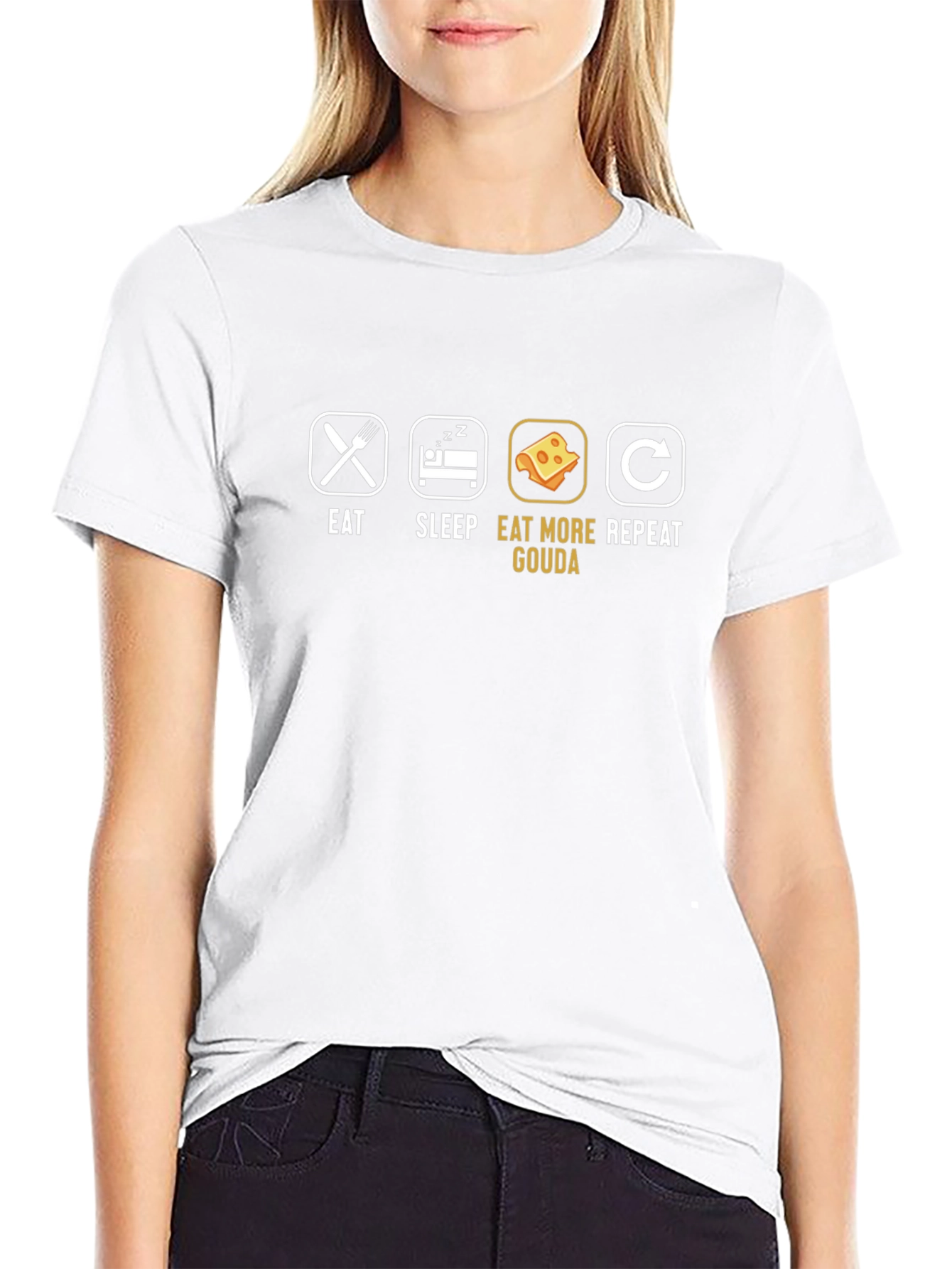 Eat Sleep Eat Gouda Repeat Graphic T-Shirt