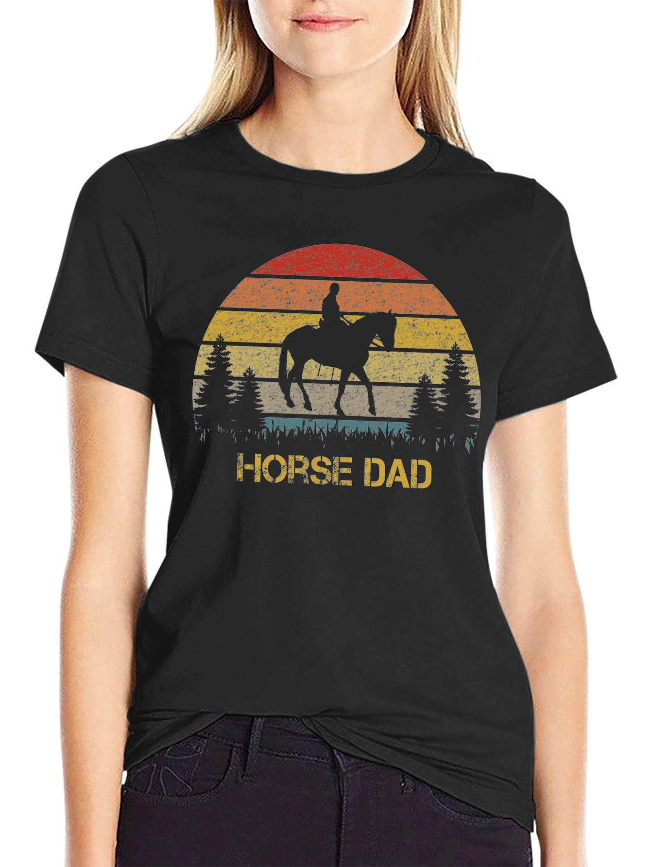 Horse Dad Retro Sunset T-Shirt