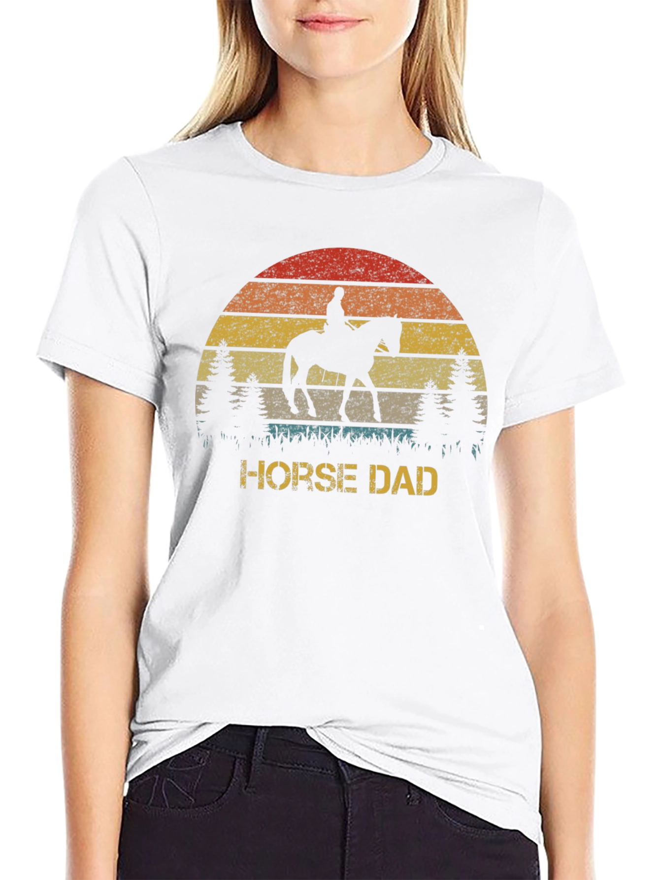 Horse Dad Retro Sunset T-Shirt