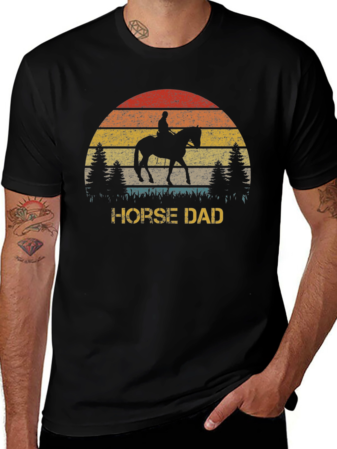 Horse Dad Retro Sunset T-Shirt
