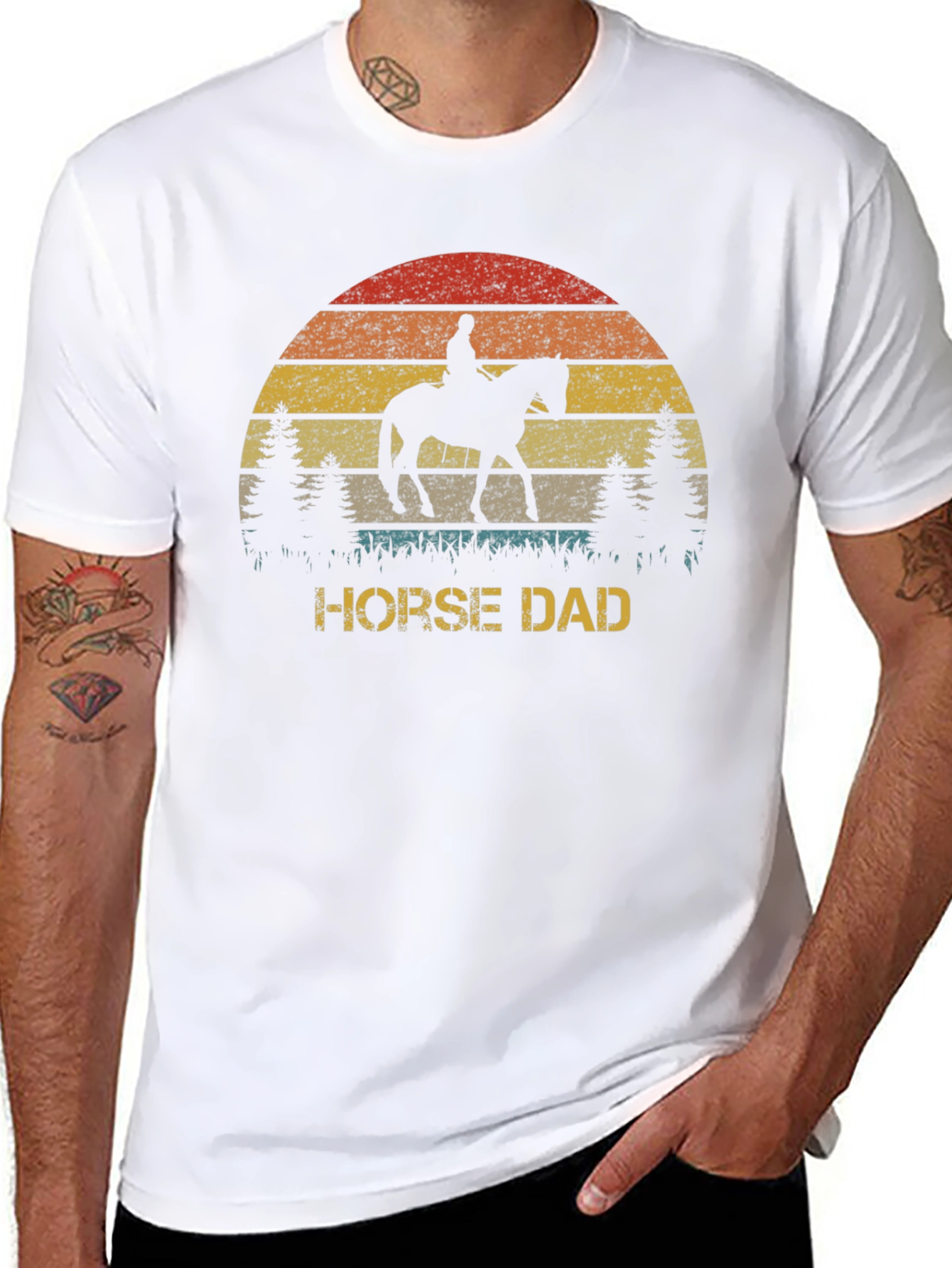 Horse Dad Retro Sunset T-Shirt