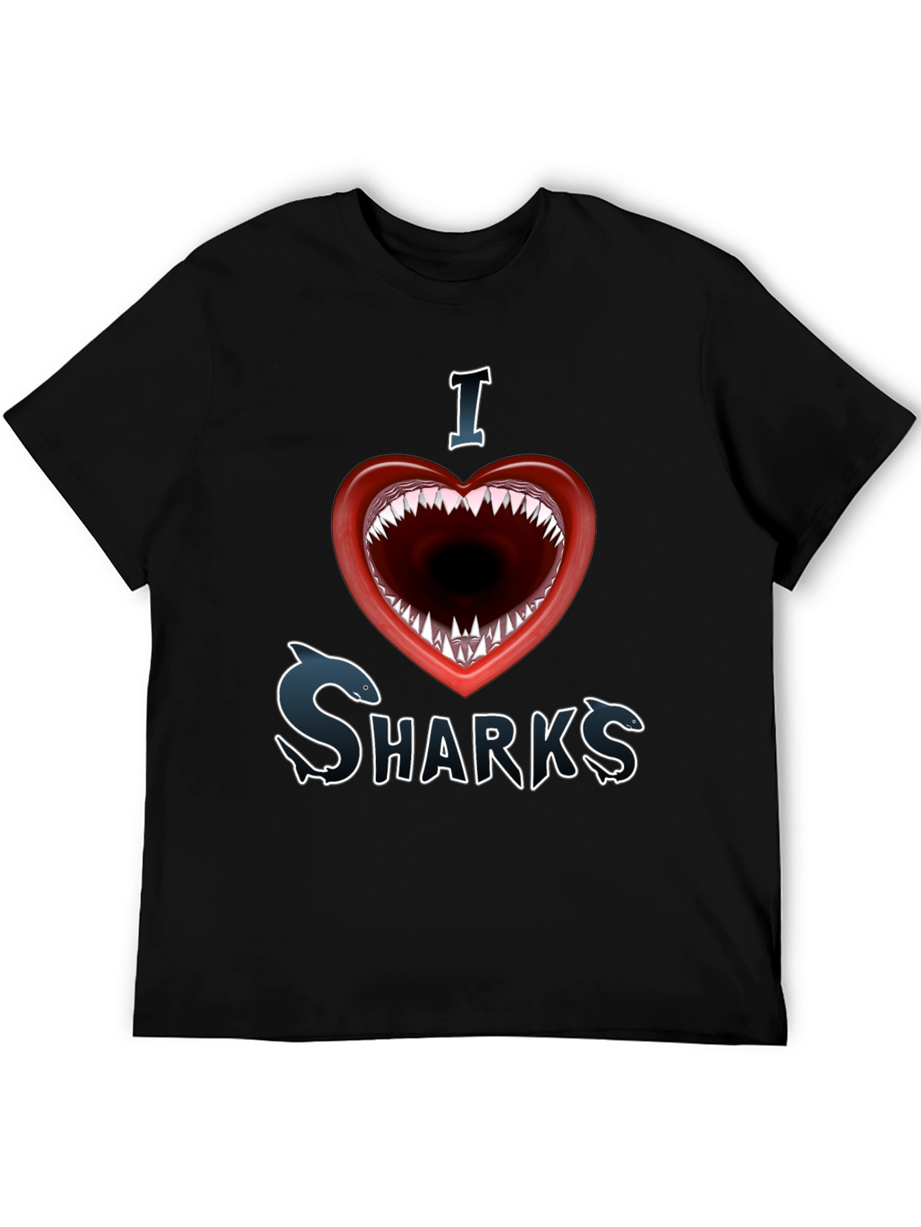 I Love Sharks Graphic Tee - Shark Mouth Heart