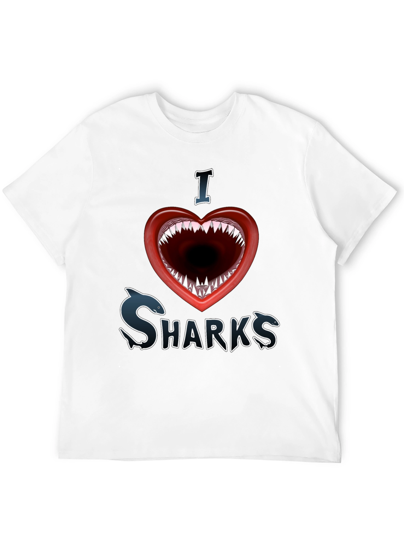 I Love Sharks Graphic Tee - Shark Mouth Heart
