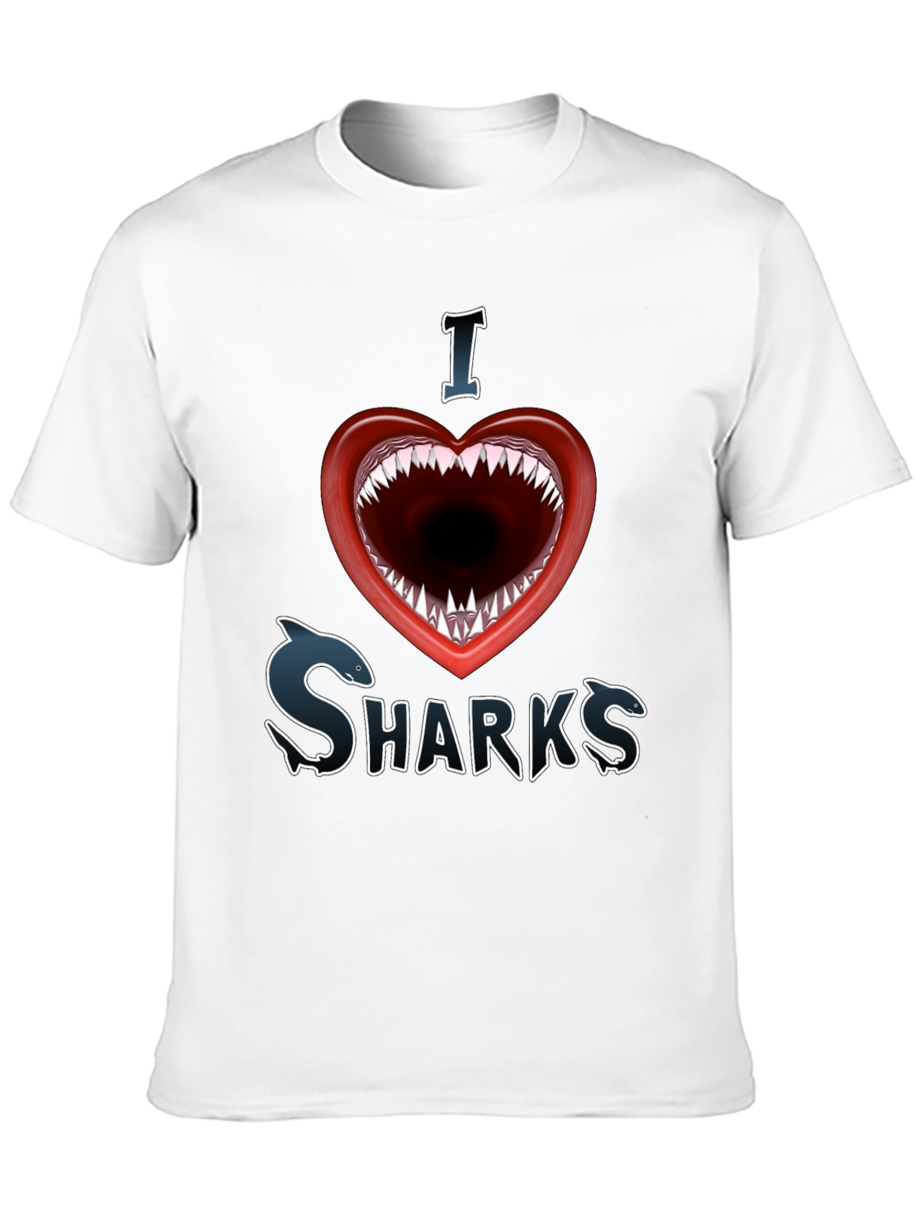 I Love Sharks Graphic Tee - Shark Mouth Heart